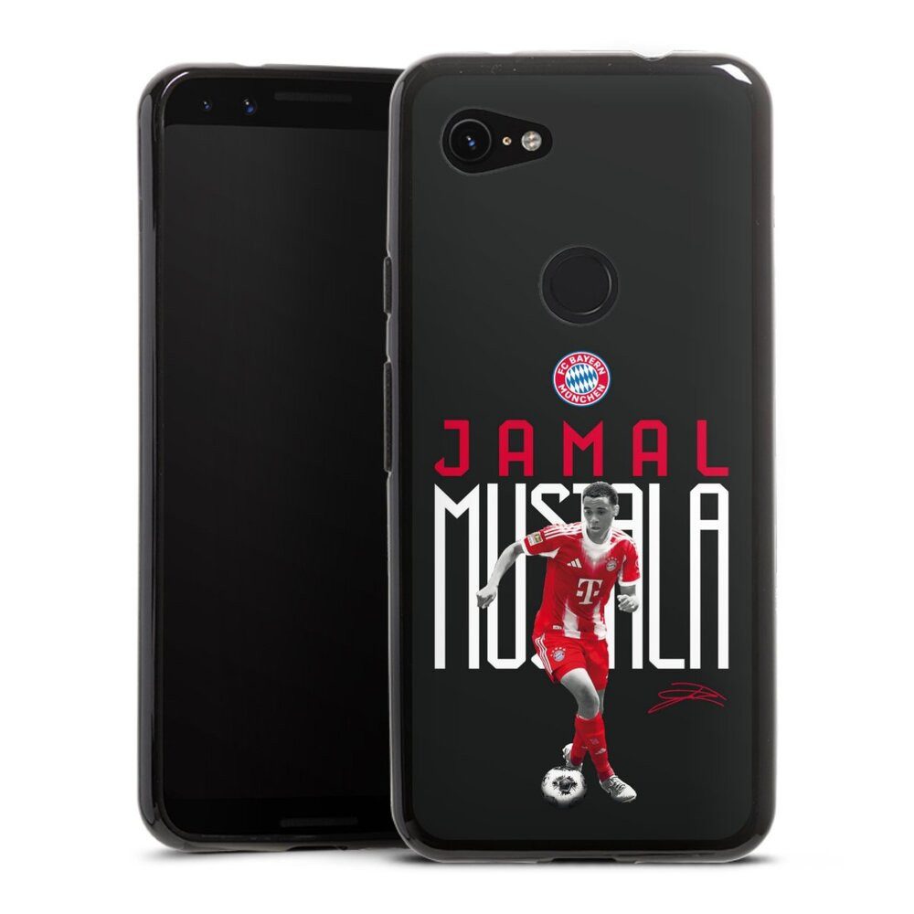 DeinDesign Handyhülle FC Bayern München Jamal Musiala Offizielles Lizenzprodukt, Google Pixel 3a Silikon Hülle Bumper Case Handy Schutzhülle