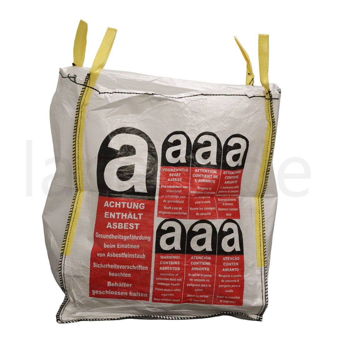 Lacers Big Bag Lacers Big Bags Asbest 90x90x110cm mit 4 Schlaufen bis 1000 Kilogramm, Warndruck Asbest, Staubdicht, Beschichtet, SF 5:1