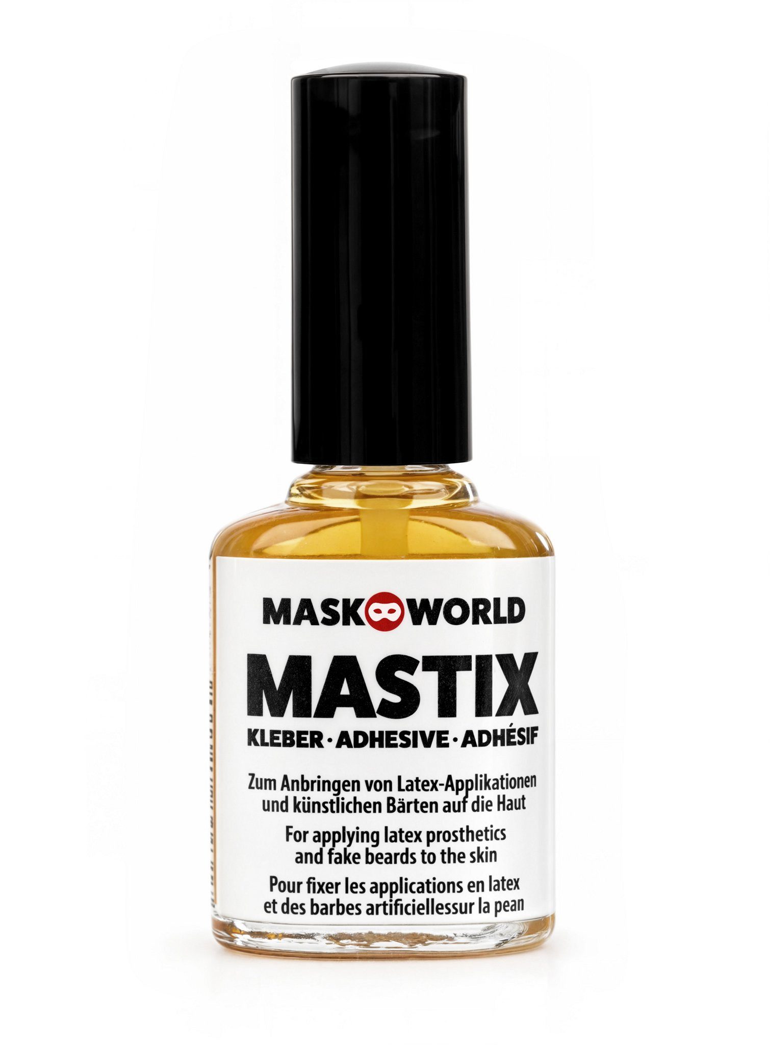 Maskworld Theaterschminke Mastix Hautkleber 10ml, Kleber zum Aufbringen von Latexteilen und künstlichen Bärten
