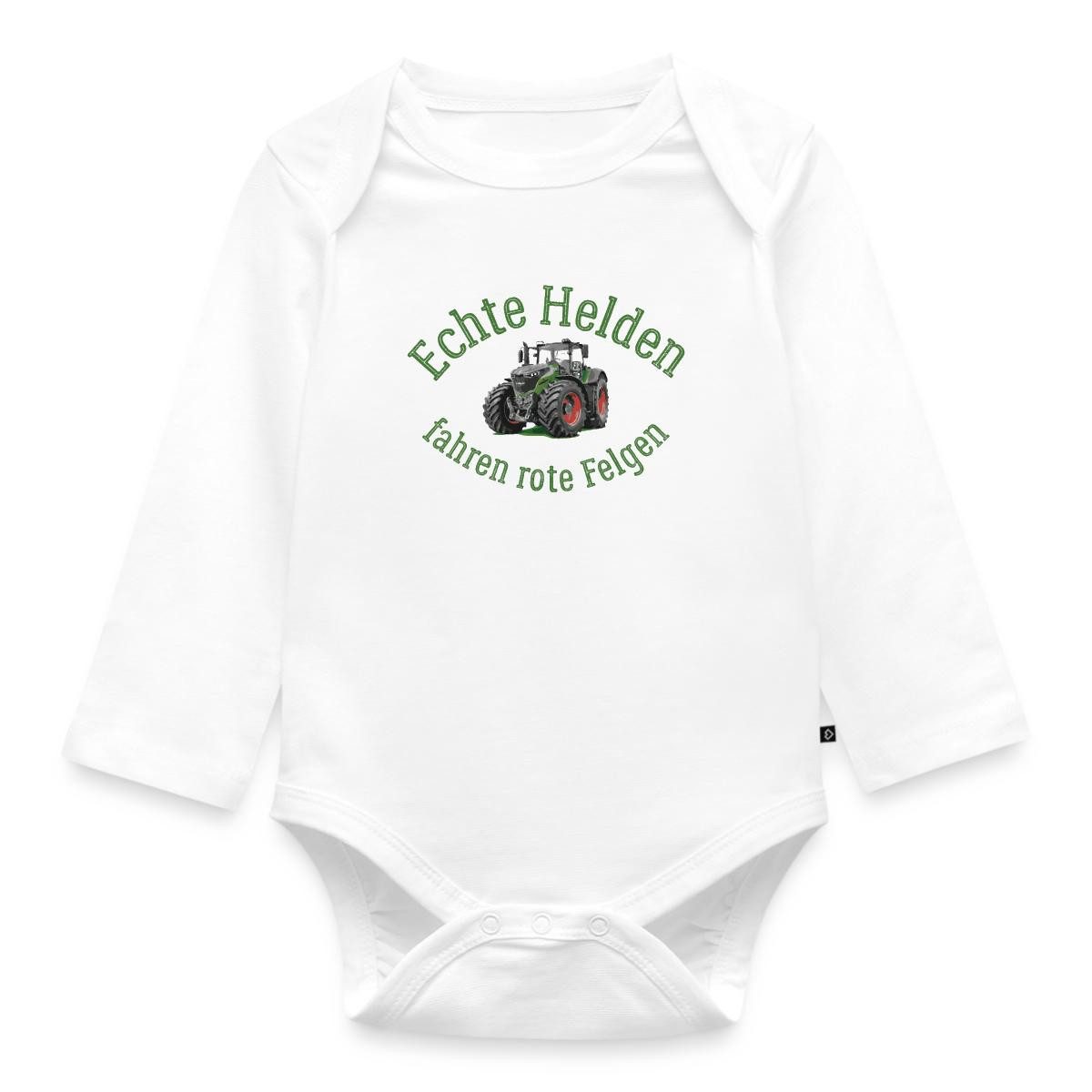 Spreadshirt Langarmbody Echte Helden Fahren Rote Felgen Traktor Tages Baby Body Langarm (1-tlg)