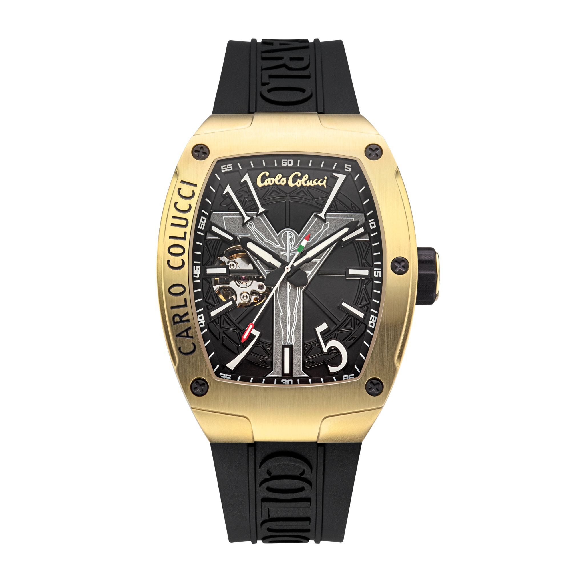CARLO COLUCCI Automatikuhr CC104-1, Armbanduhr, Herrenuhr, Mechanische Uhr, Silikonarmband, analog