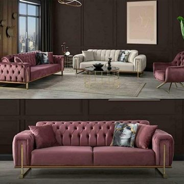 JVmoebel Wohnzimmer-Set Möbel Wohnzimmer Mehrfarbig Set 2x 3-Sitzer Sofas und Sessel 3tlg, (3-St., 2x 3-Sitzer Sofas, Sessel), Made in Europa