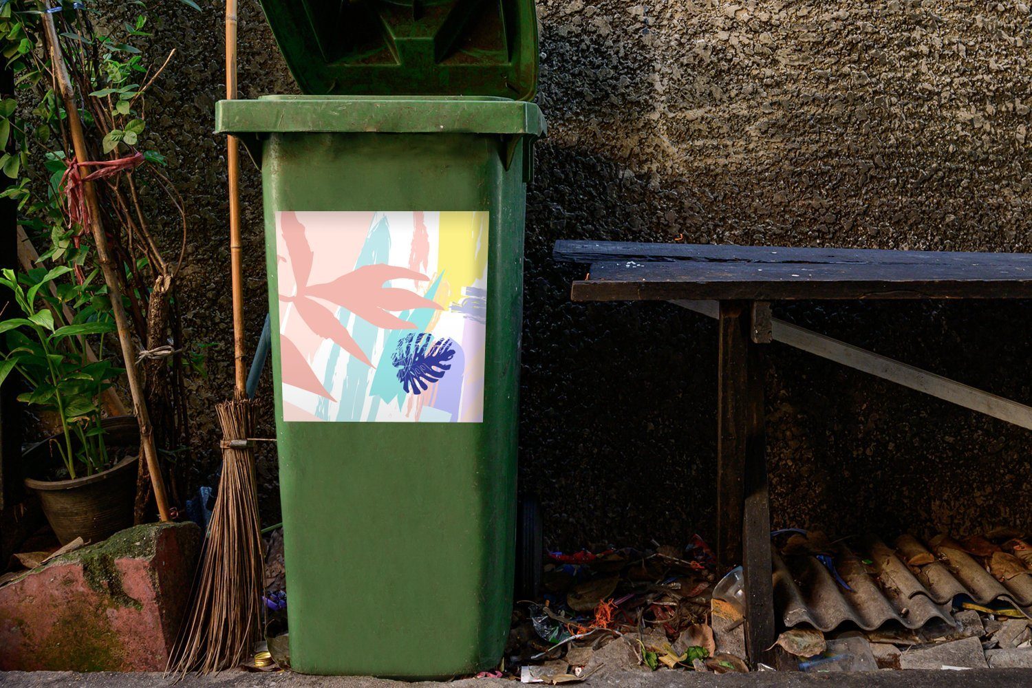 MuchoWow - Container, Mülleimer-aufkleber, Strand Wandsticker Sticker, St), Abfalbehälter Mülltonne, Sommer Gelb (1 -