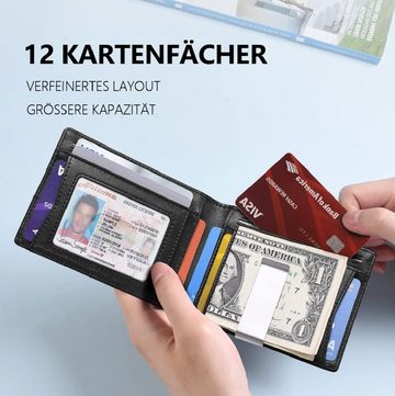 BUMHUM Geldbörse Brieftasche Herren Geldbörsen mit RFID Schutz, Echtleder Portemonnaie (Geldbörse Echtes Nappaleder), Kann AirTag platziert werden