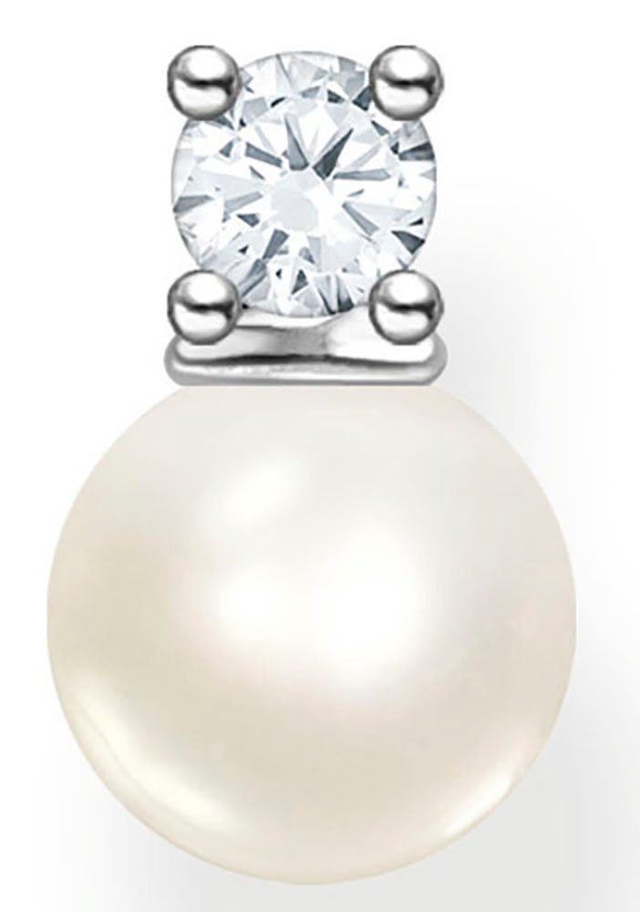 THOMAS SABO Single-Ohrstecker Perle mit weißem Stein, mit Zirkonia (synth) - mit Süßwasserzuchtperle