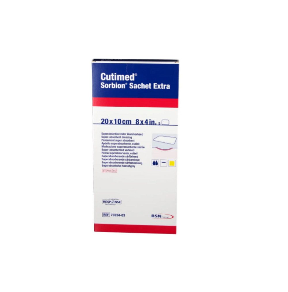BSN medical GmbH Wundpflaster CUTIMED Sorbion Sachet Extra Wundaufl.10x20 cm (Spar Set, 5 St., Schutz vor Wundinfektionen), Hygienische Wundbehandlung