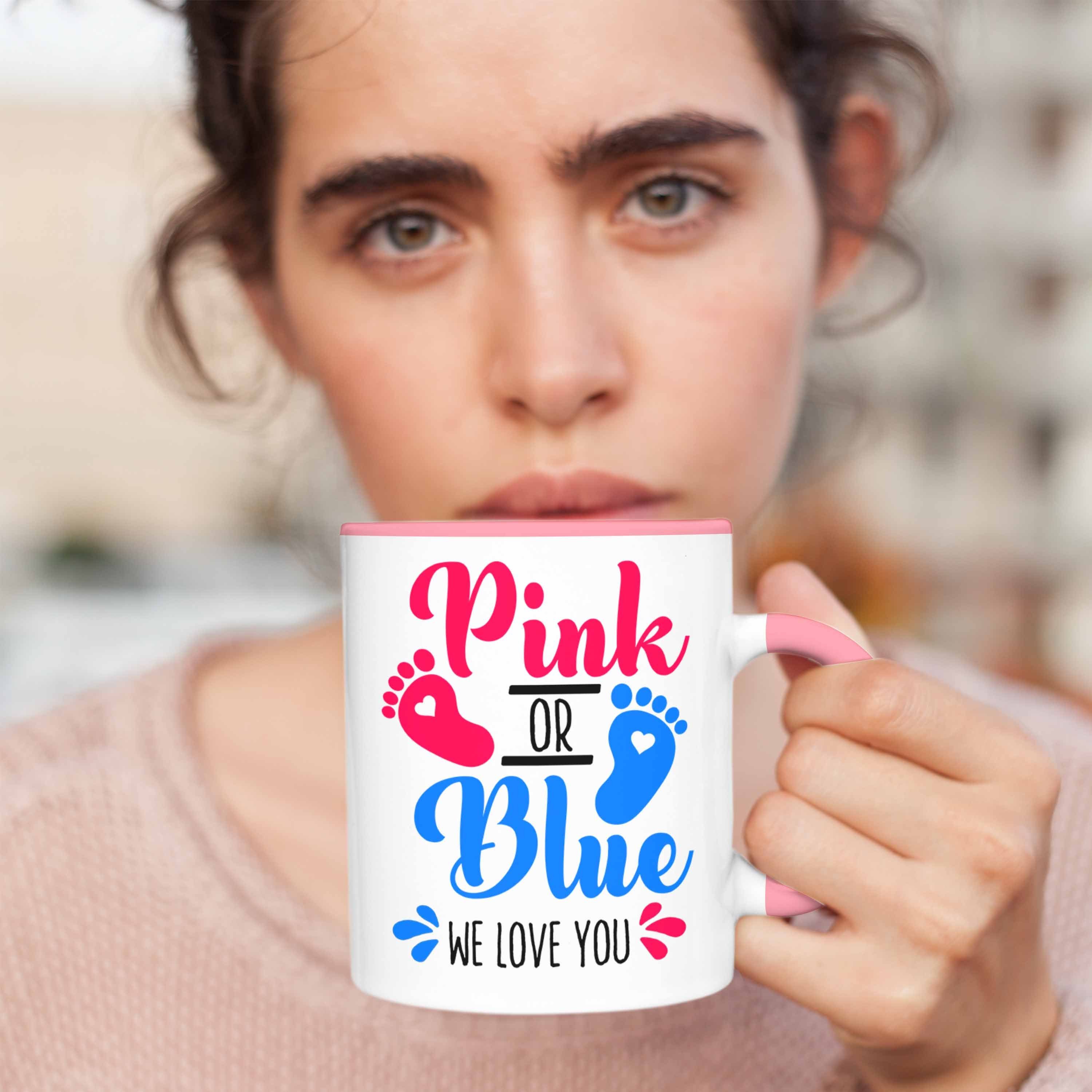 Pink Geschenk Überraschun You Tasse Rosa Or Reveal Blue We Love Baby Trendation Gender Tasse
