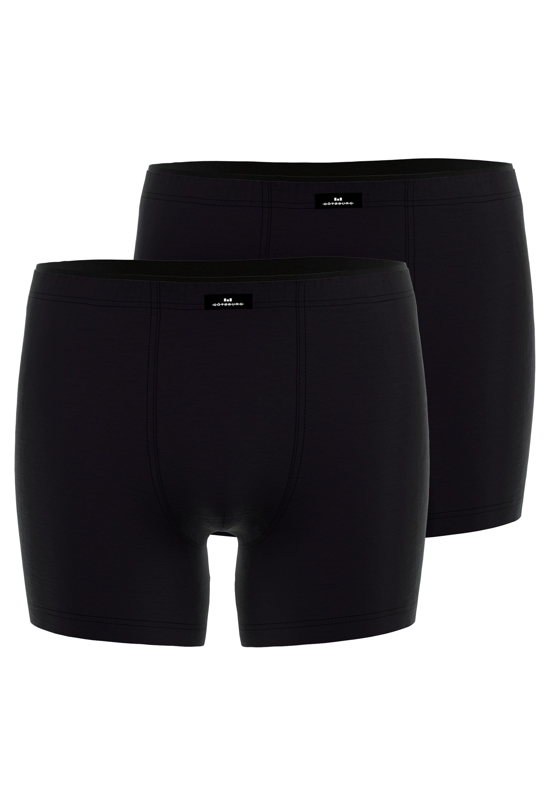 Boxershorts GÖTZBURG Herren Long-Pants schwarz uni 2er Pack