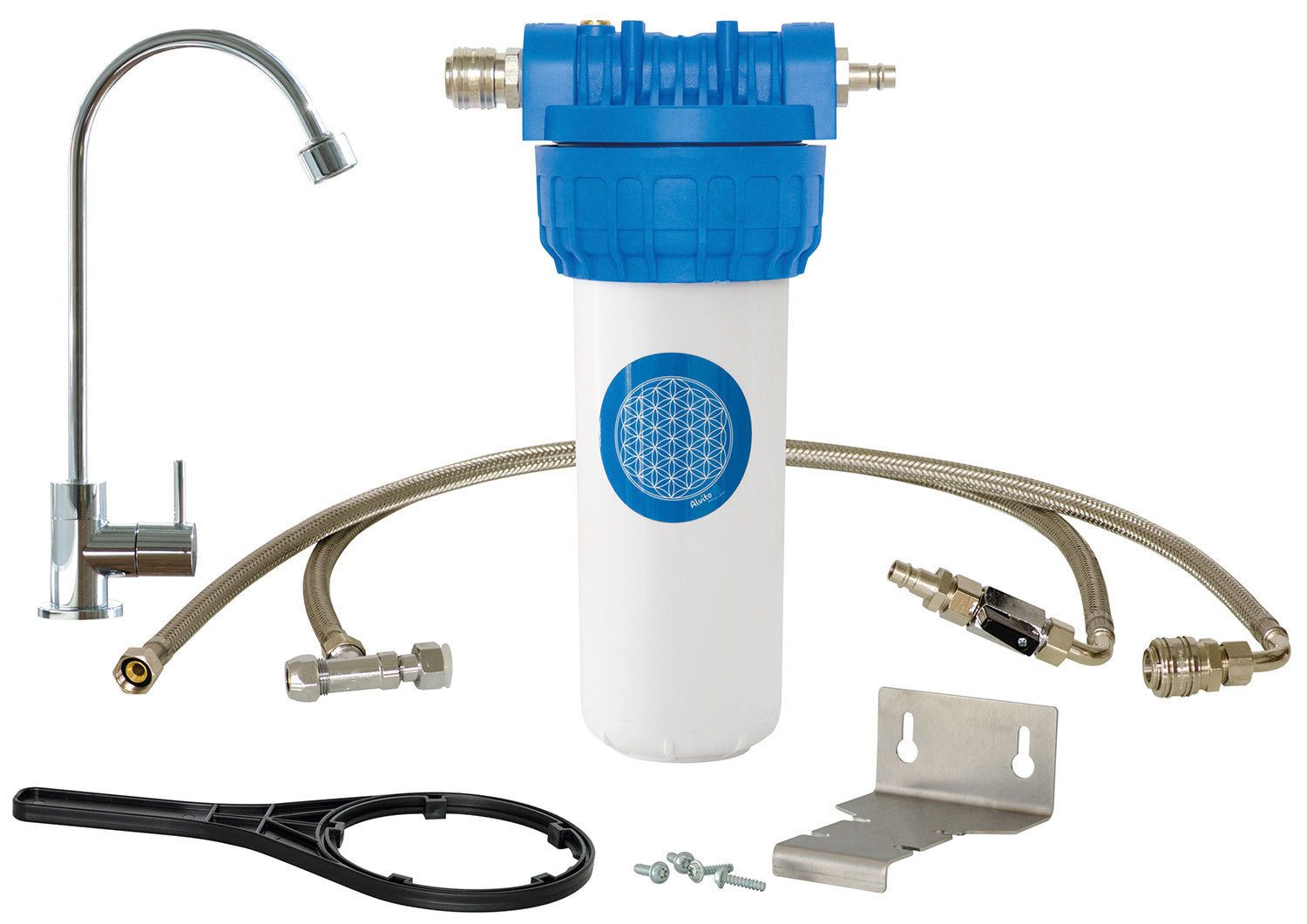 Alvito Wasserhahn-Wasserfilter, Einbau-Filtersystem Untertisch mit Wasserhahn Novara Chrom-Optik