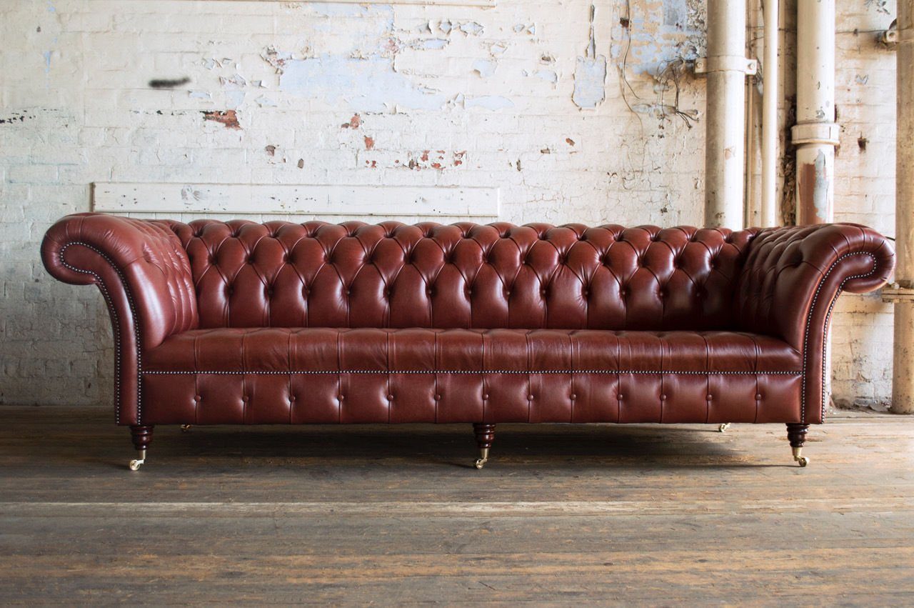 JVmoebel 4-Sitzer Big Chesterfield Sofa 4 Sitzer Luxus Klassische 100% Leder Sofort
