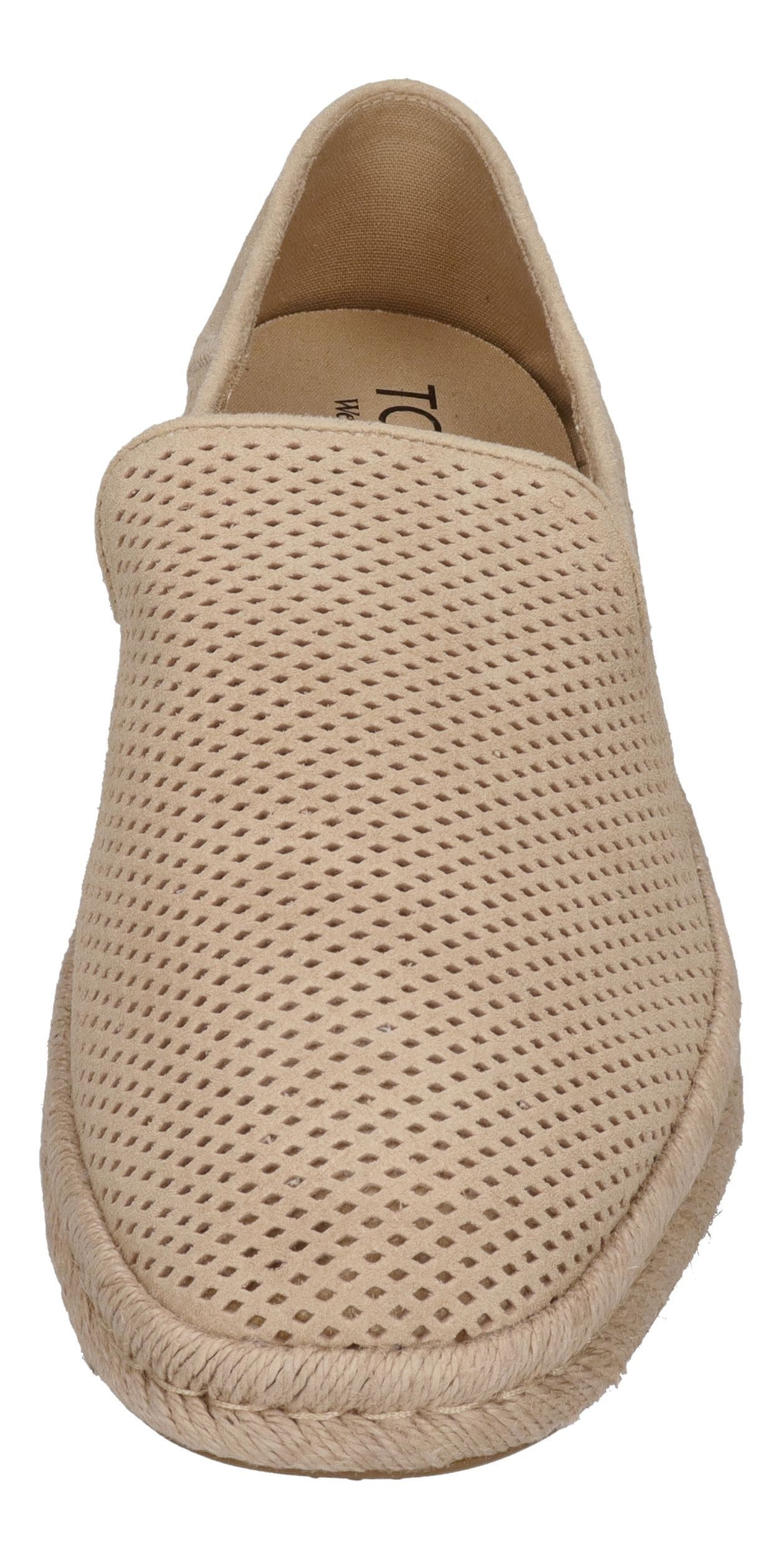 TOMS SANTIAGO Espadrille Almond Diamond Perforated Suede