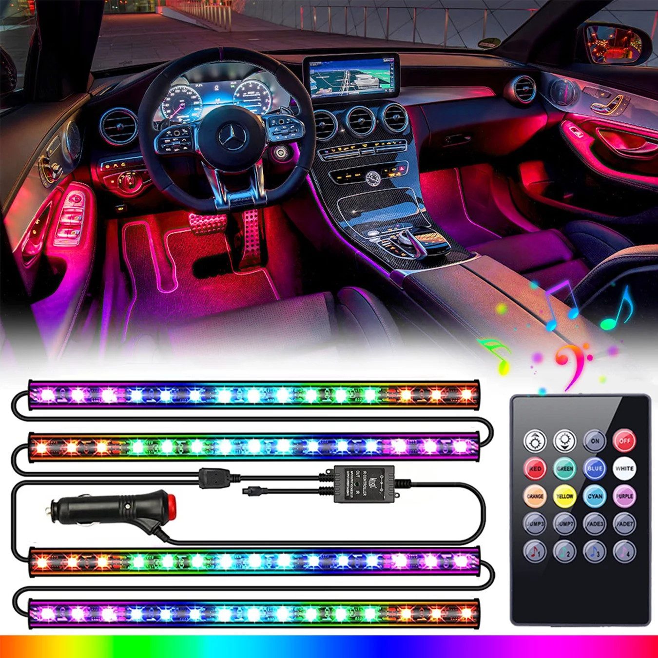 RWEUOQ LED Stripe 4 St Auto-Innenbeleuchtung günstig online kaufen