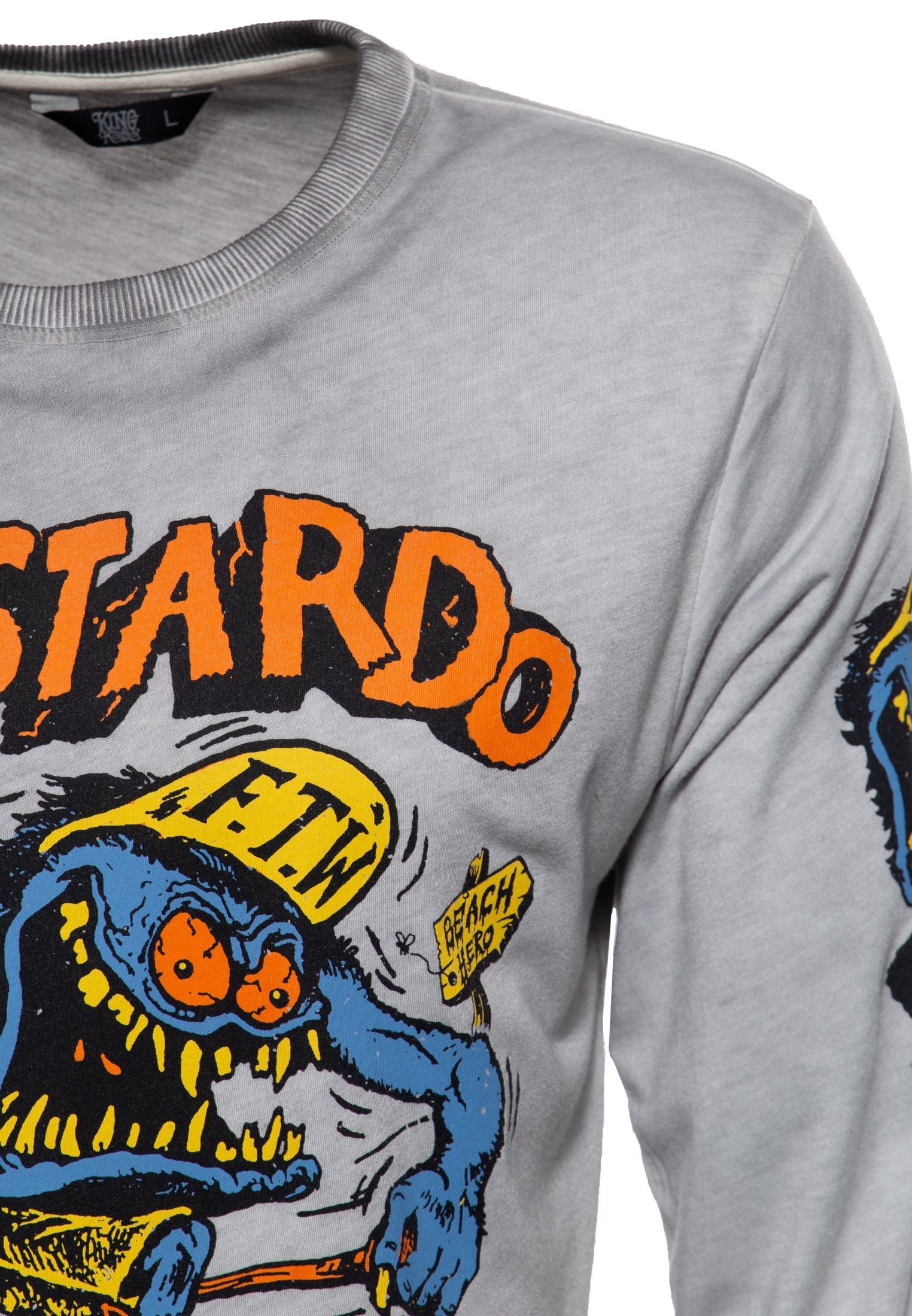 mit Bastardo Frontprint El KingKerosin Longsleeve und Oilwash-Effekt