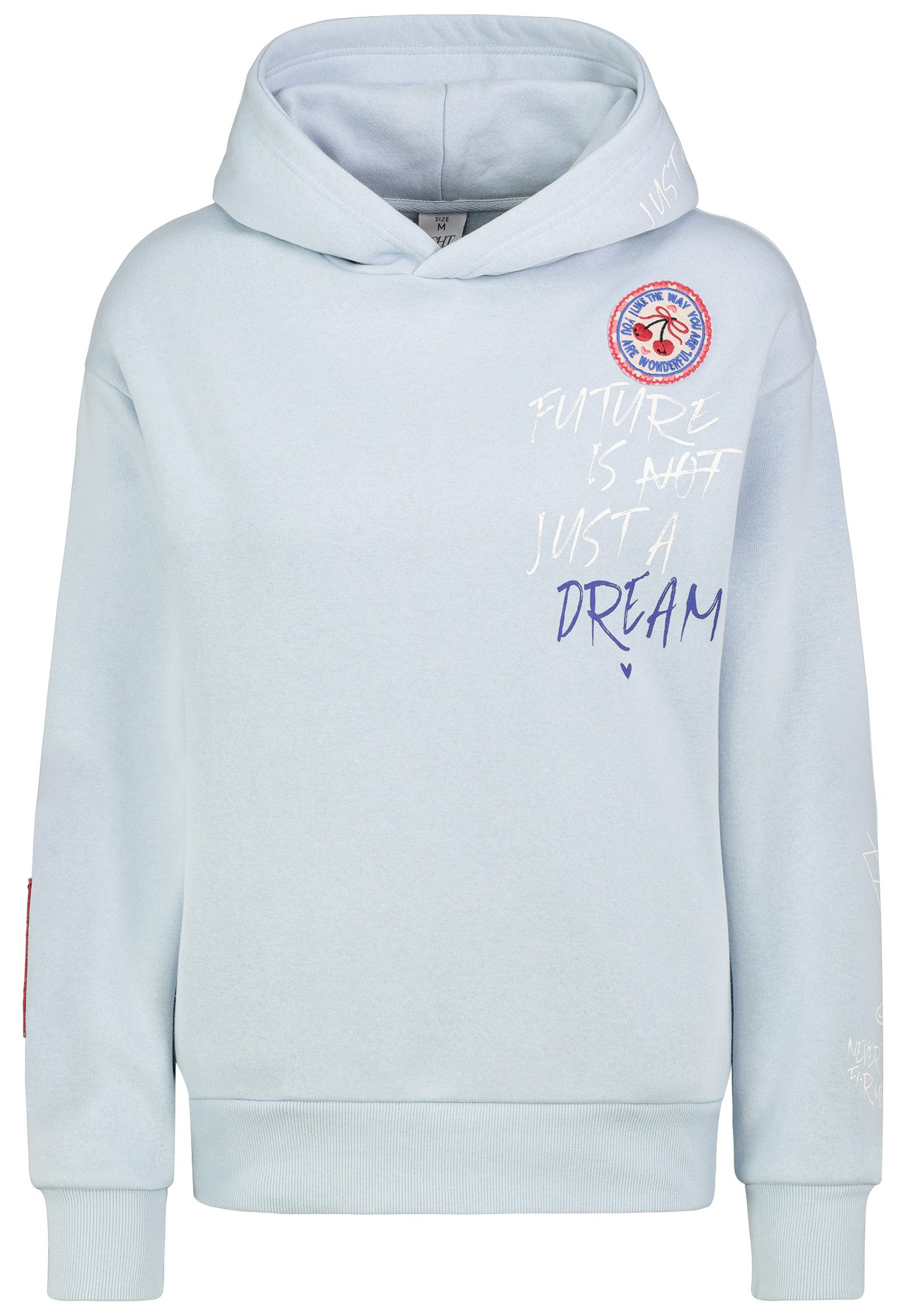 Eight2Nine Hoodie Handschriftliches Zitat & für Damen (1-tlg) Baumwolle Normal Fit Rundhals Langarm Einfarbig atmungsaktiv