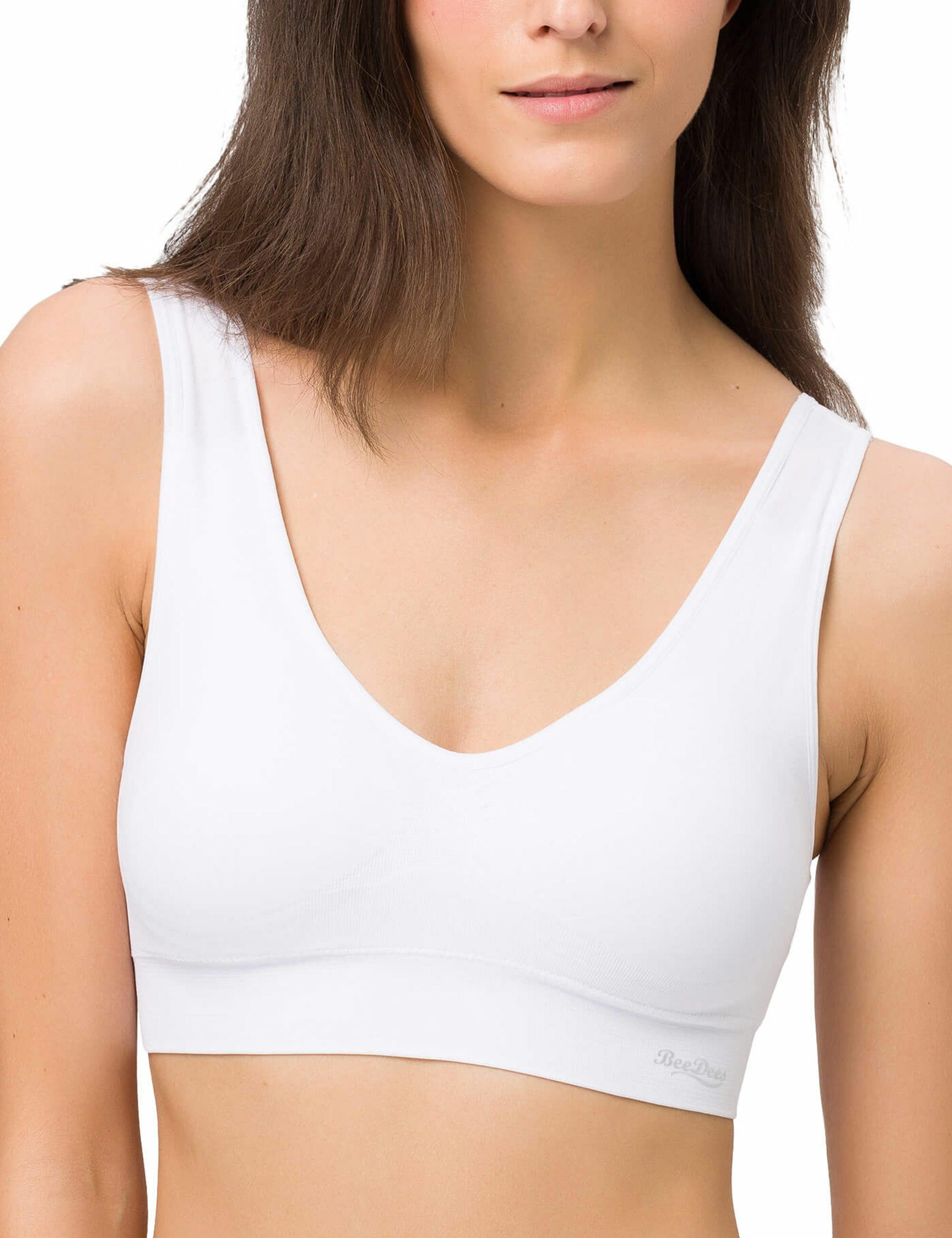 Crop mit Beedees (1, weiß 1-tlg) Top Cups Bustier Comfee herausnehmbaren