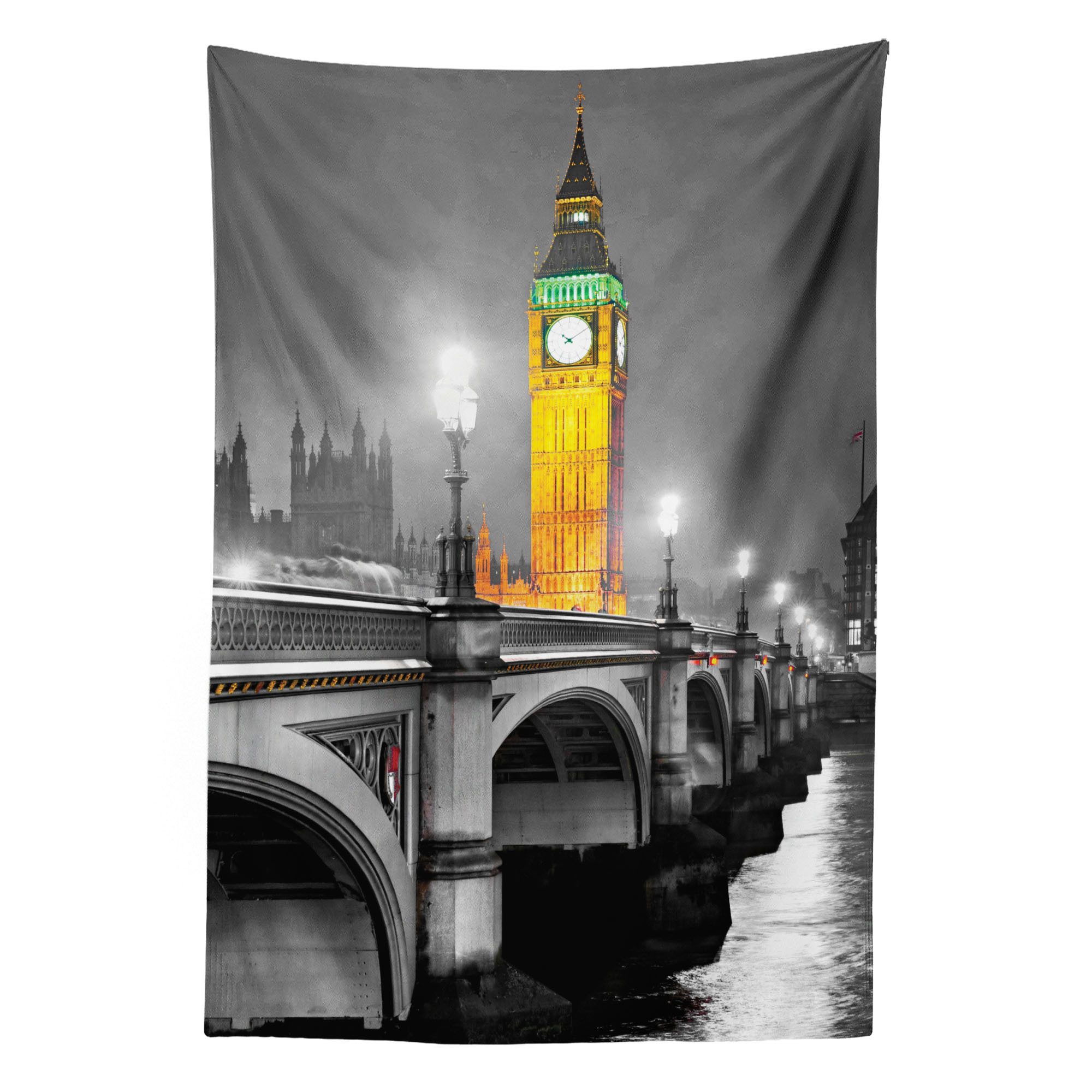 Abakuhaus Wandteppich aus Weiches Mikrofaser Stoff Für das Wohn und Schlafzimmer, rechteckig, London Big Ben Bridge Nacht