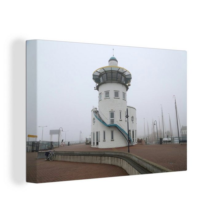 OneMillionCanvasses® Leinwandbild Leuchtturm Harlingen in Friesland (1 St) Wandbild Leinwandbilder Aufhängefertig Wanddeko AV10453