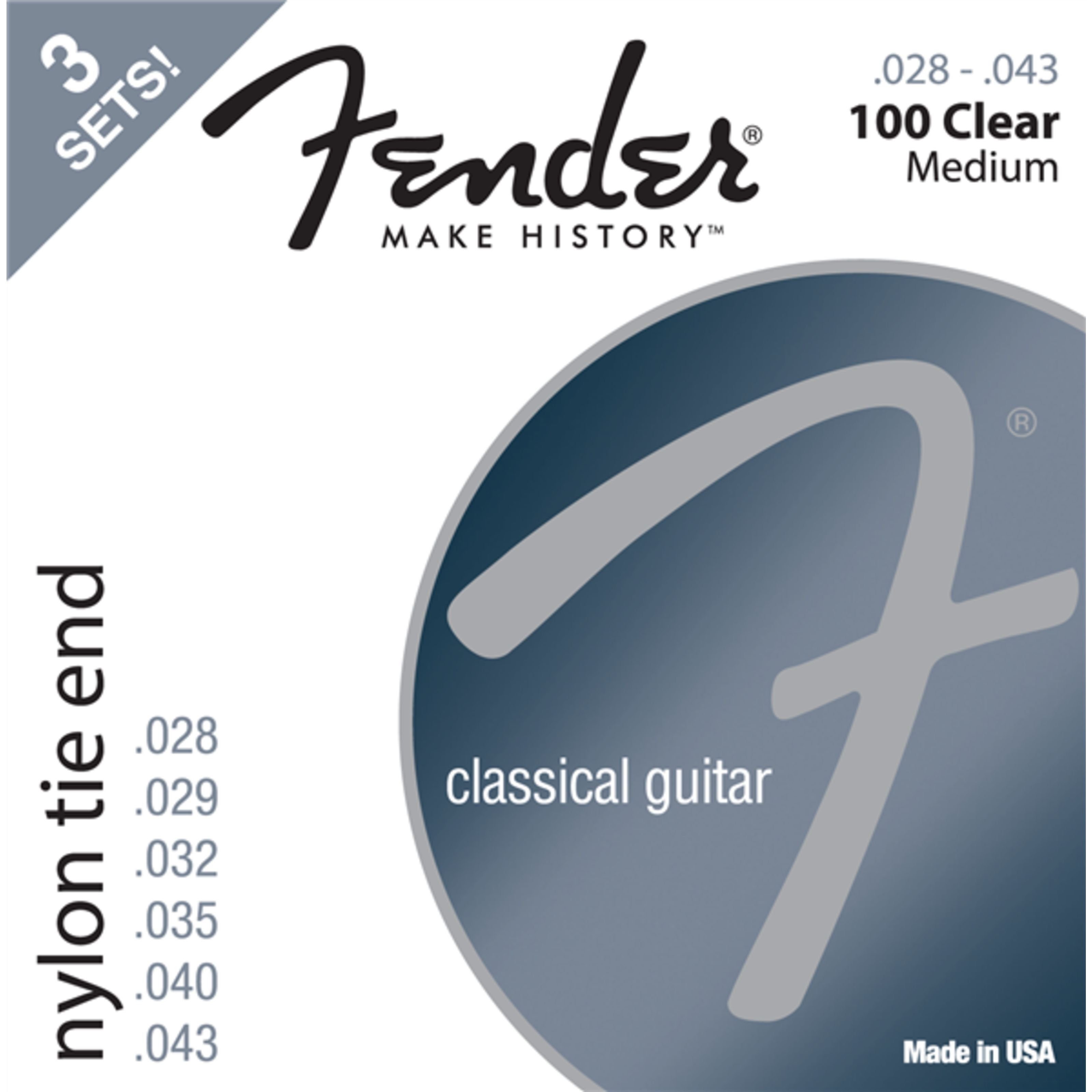 Fender Saiten, (Nylon Saiten 100 3-Pack Clear, Tie End), Nylon Saiten 100 3-Pack Clear, Tie End - Konzertgitarrensaiten