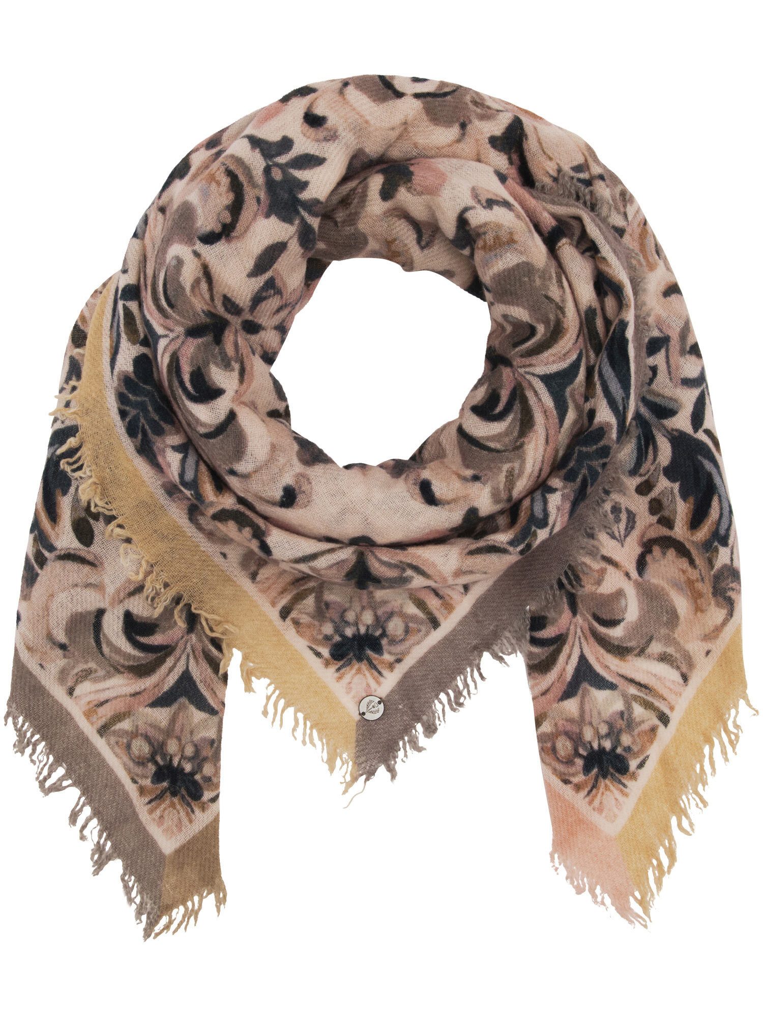 Fraas Modetuch Tuch mit Blumen mit Mandala-Design aus reiner Wolle