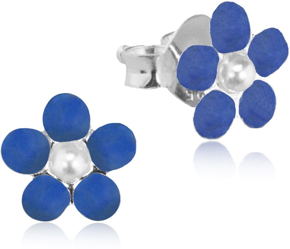 Schmuckbox), 925 LUISIA® Blume Ohrstecker inkl. (2-tlg., Perle Silber, "Ohrringe Perle" mit Paar Blau
