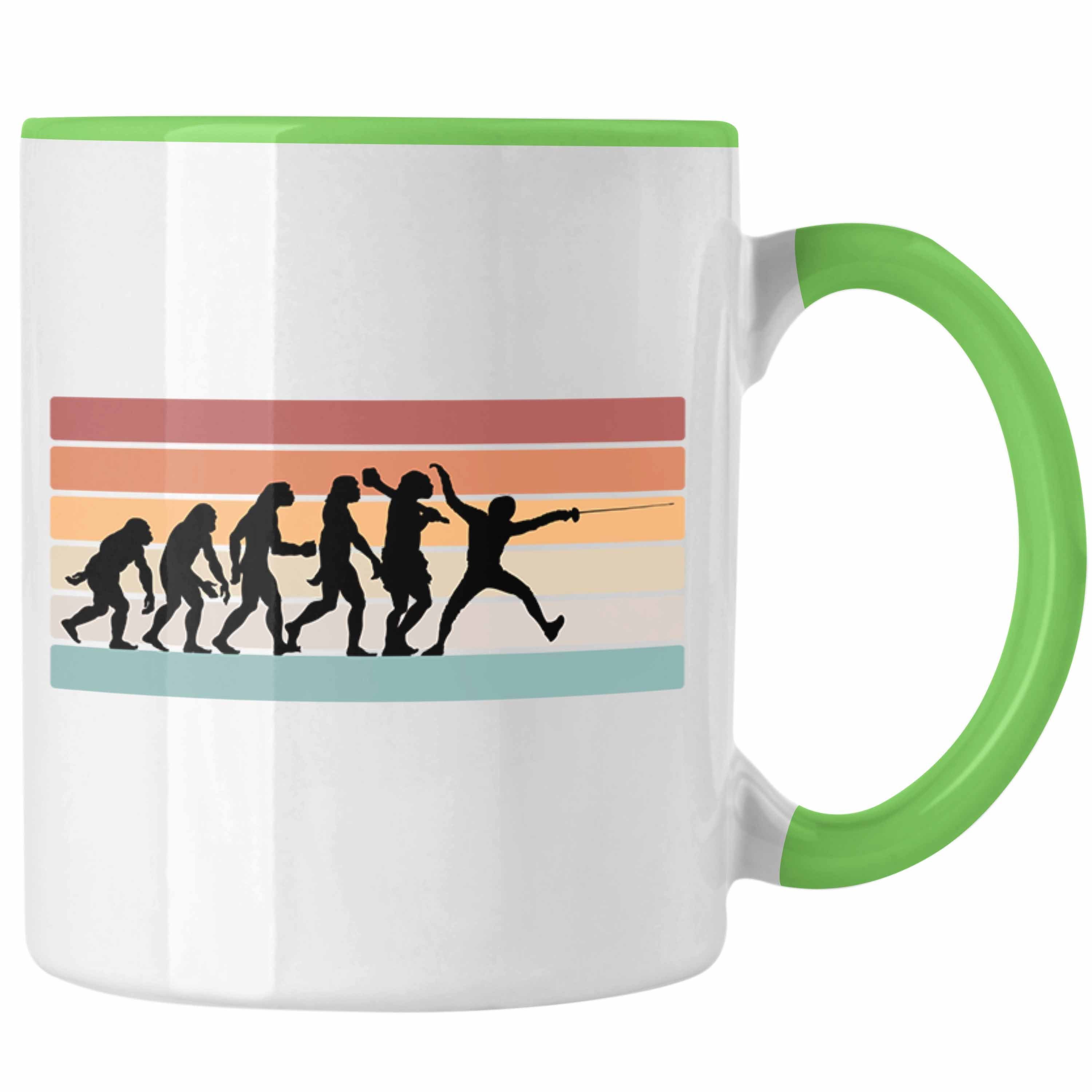 Trendation Tasse Fechten Tasse Geschenk Vintage Evolution Fechter Geschenkidee Geburtst Grün