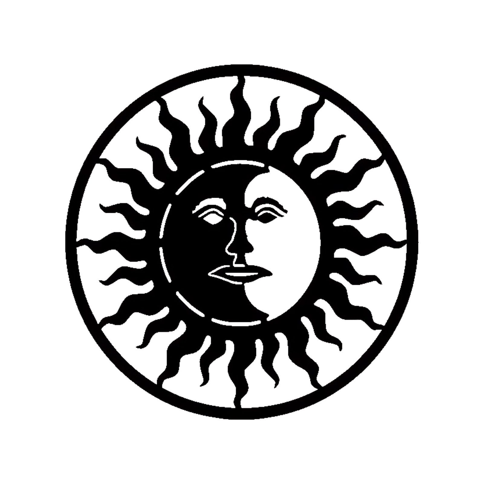 Jumpeak Wanddekoobjekt Metall Sonne Mond Wanddekor, Sonne Dekor, Abstrakt, Hergestellt aus Metall,Schwarz,weiß,53X53cm