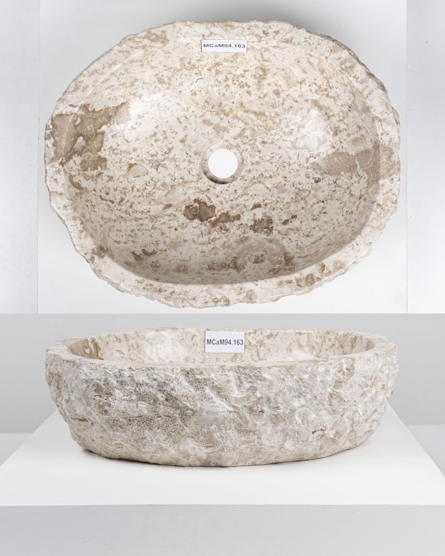 wohnfreuden Aufsatzwaschbecken Erosi Marmor Waschbecken 50 cm creme (Kein Set), 125881_MCaM103.163