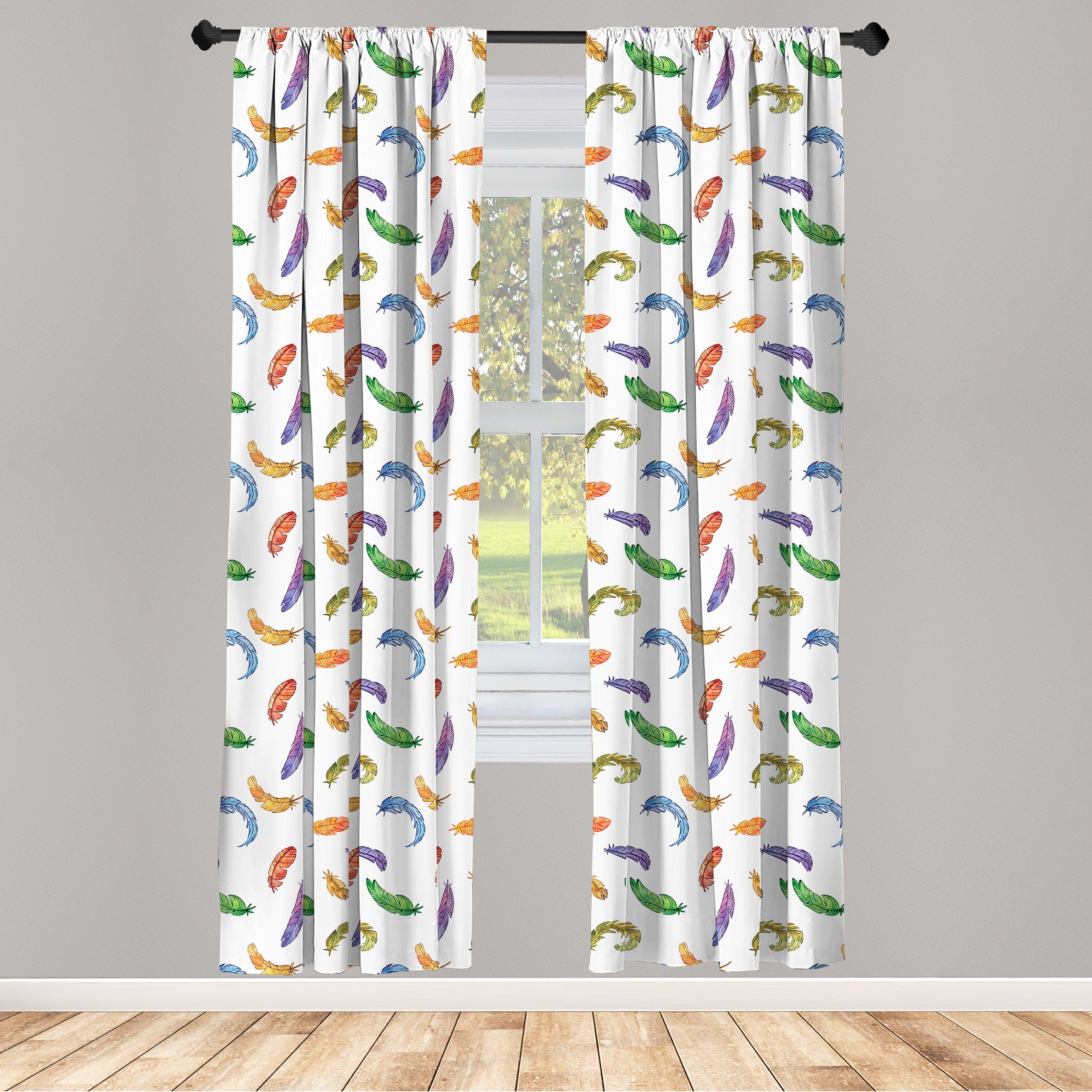 Gardine Vorhang für Abakuhaus, Microfaser, Dekor, Wohnzimmer Feder Minimalist Romantisches Plume Schlafzimmer
