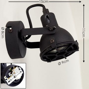 hofstein Wandleuchte moderne Wandlampe aus Metall in Schwarz, LED wechselbar, 3000 Kelvin, verstellbar mit Schirmen in Gitter-Optik (8,5 cm), 1 x GU10 (inkl)