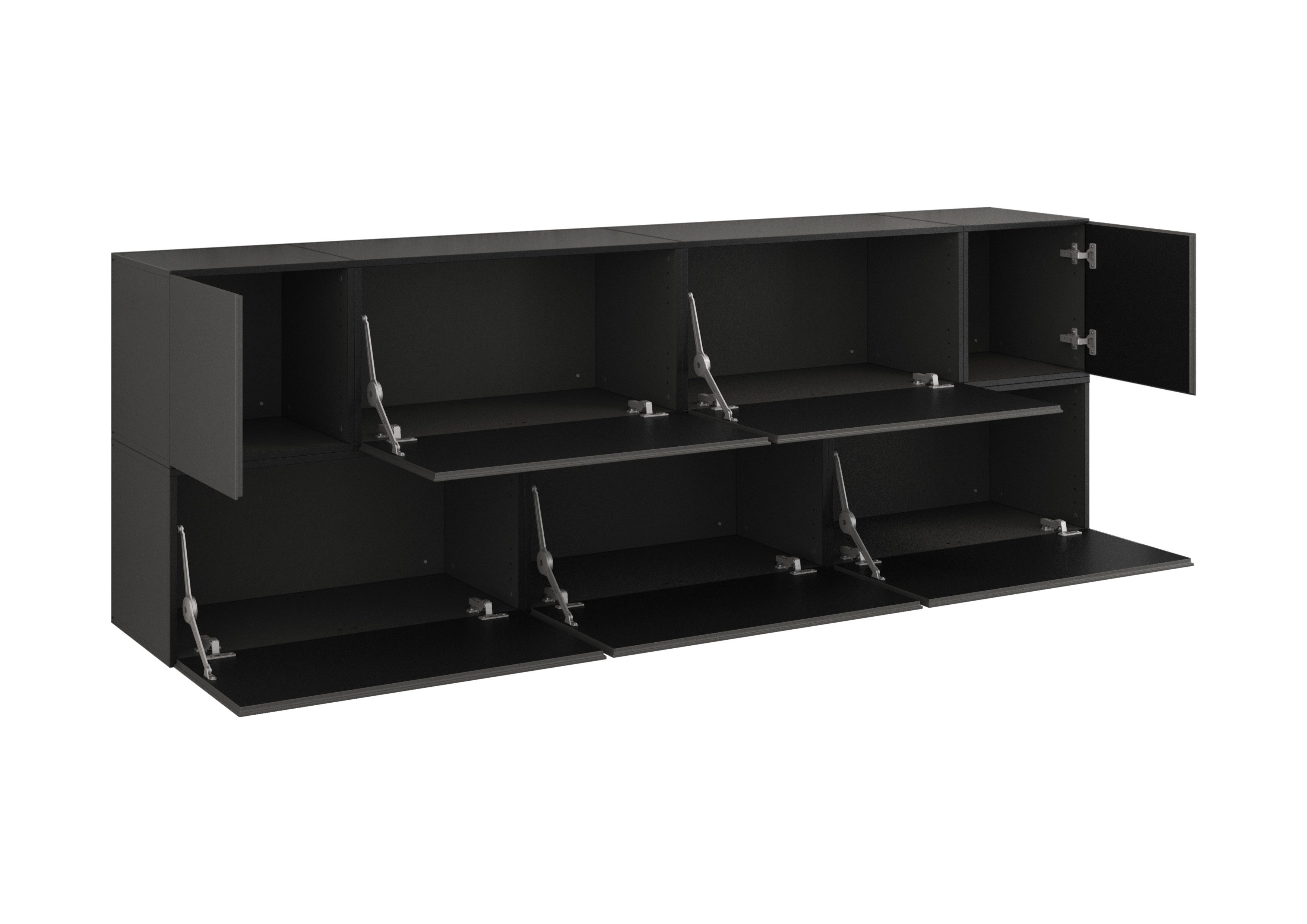 BMG Möbel Sideboard Modul+ (7-teilig, besteht aus 5x Schrank mit Klappe, 2x Schrank mit Tür), MDF Fronten tiefgezogen, Made in Germany