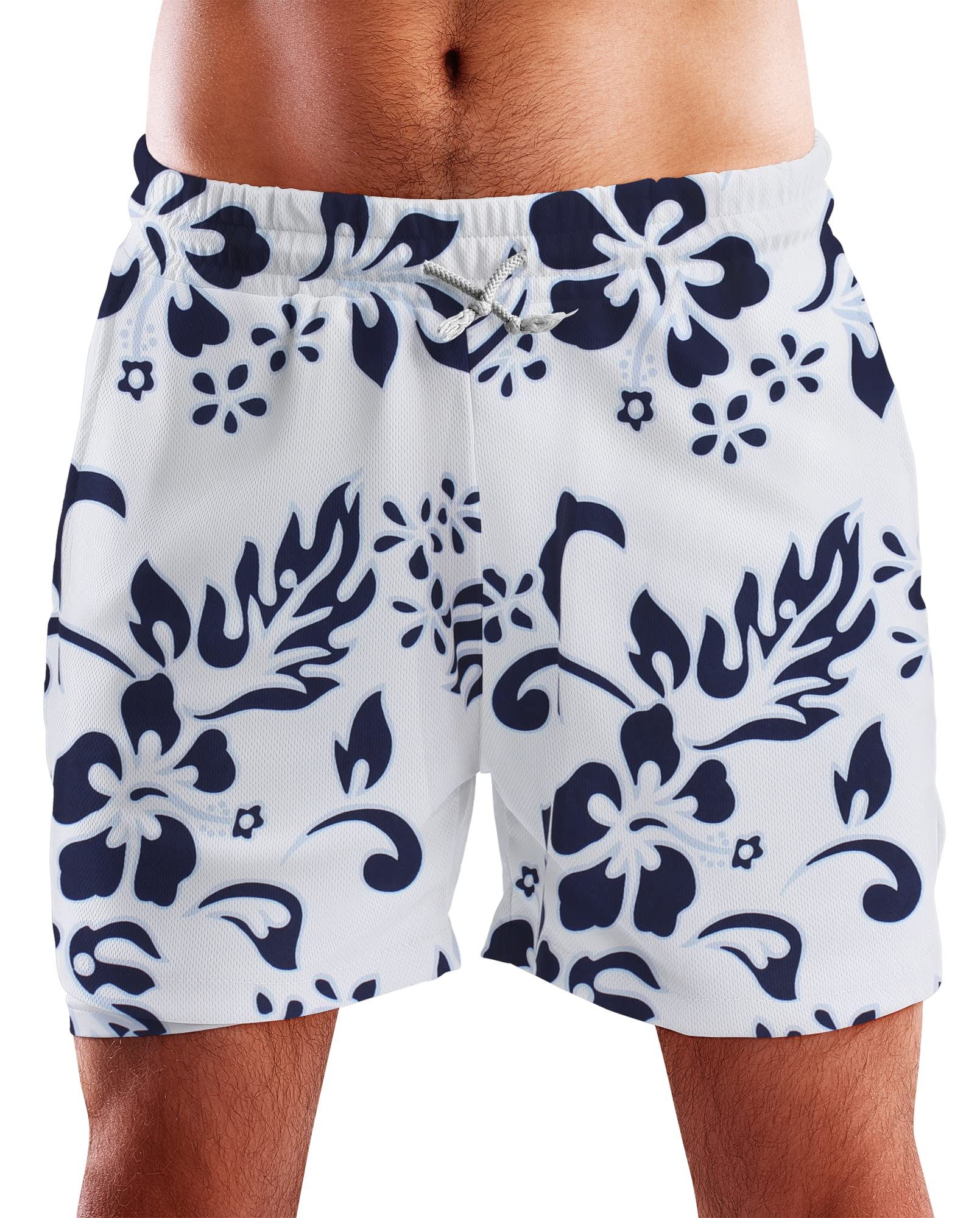 King Kameha Badeshorts Hibiscus Funky Hawaii Bade-Shorts Mesh-Einsatz Verschluss Kordelzug Mit integriertem Mesh-Innenslip für extra Komfort