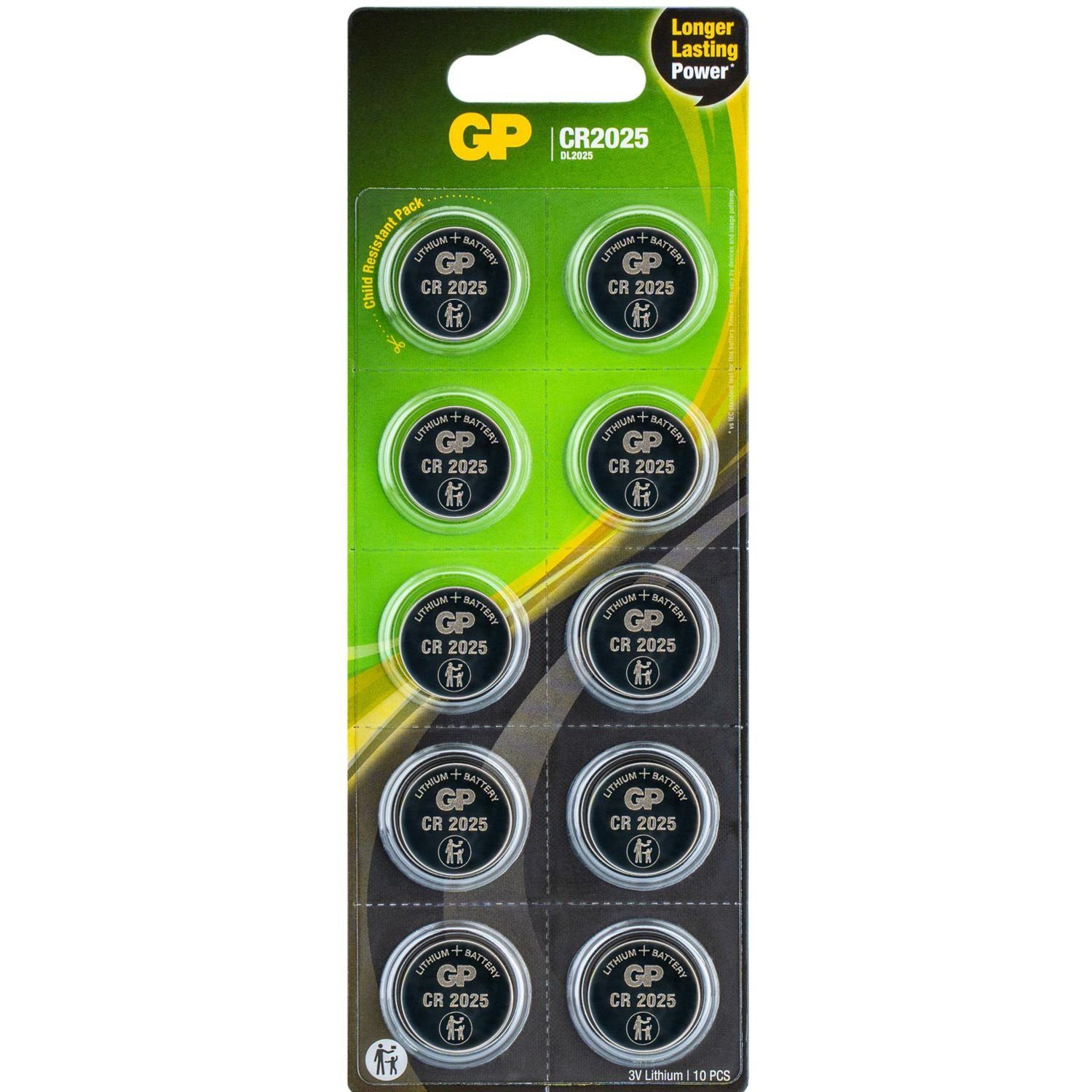 GP Batteries CR2025 GP Lithium Knopfzelle 3V, 5 Stück Batterie, (3 Volt V)