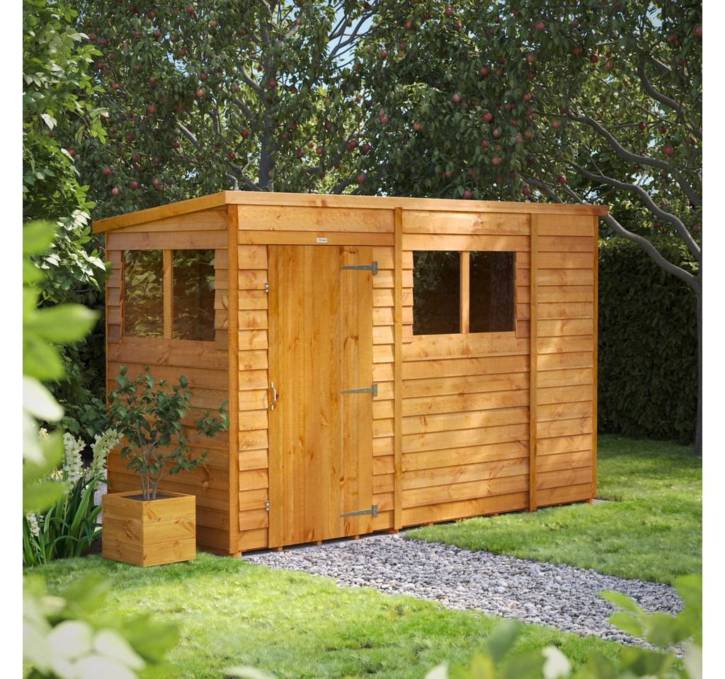 Powersheds Gartenhaus Gartenhaus mit Pultdach und Stülpschalung, Vollholz, BxT: 300x120 cm, (Polyester-verstärkte DachpaPOPe, gehärtetes Glas, hochwertiges Holz), Hochwertiges Holz