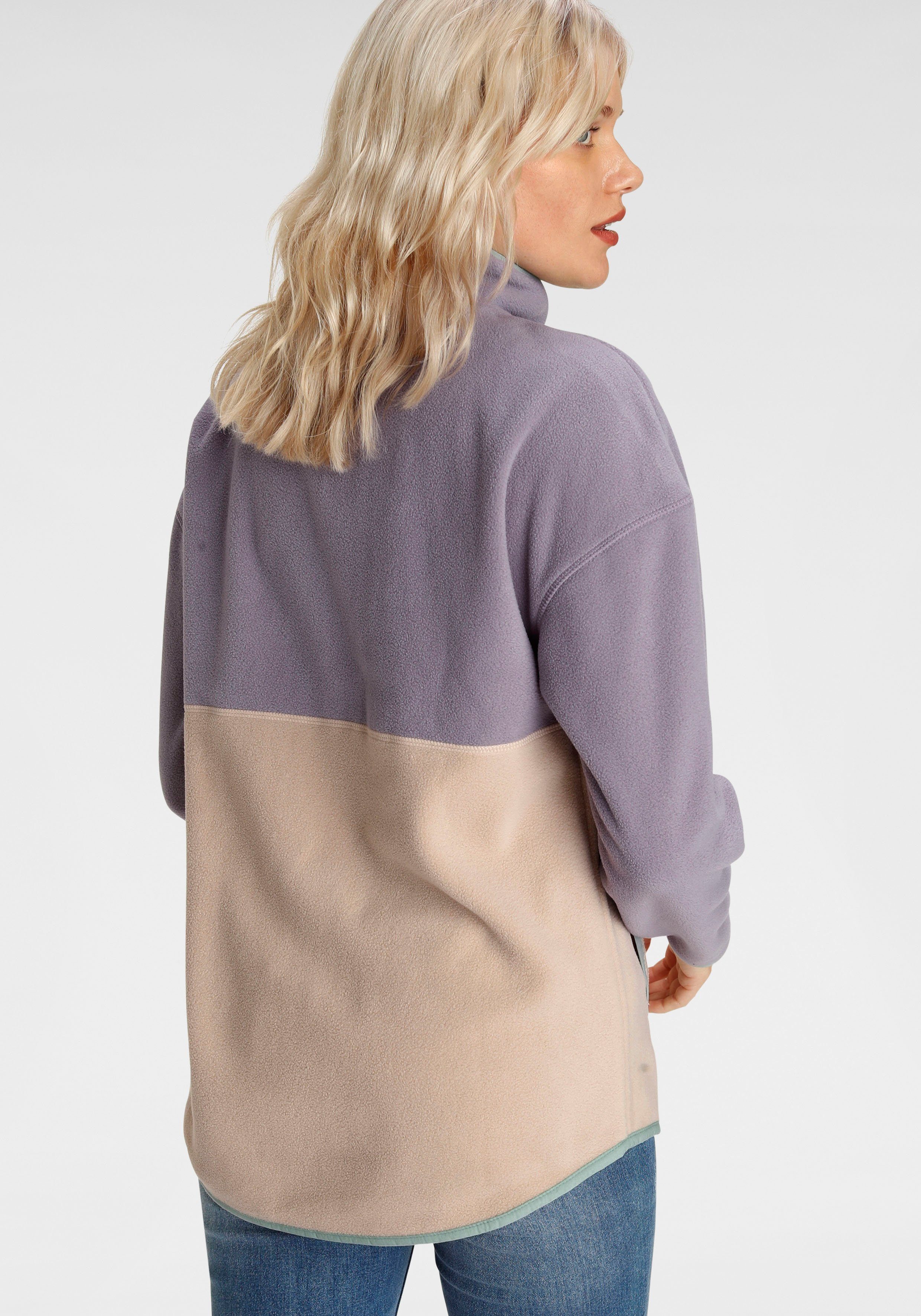 Colorblock im Polarino beige Fleecepullover