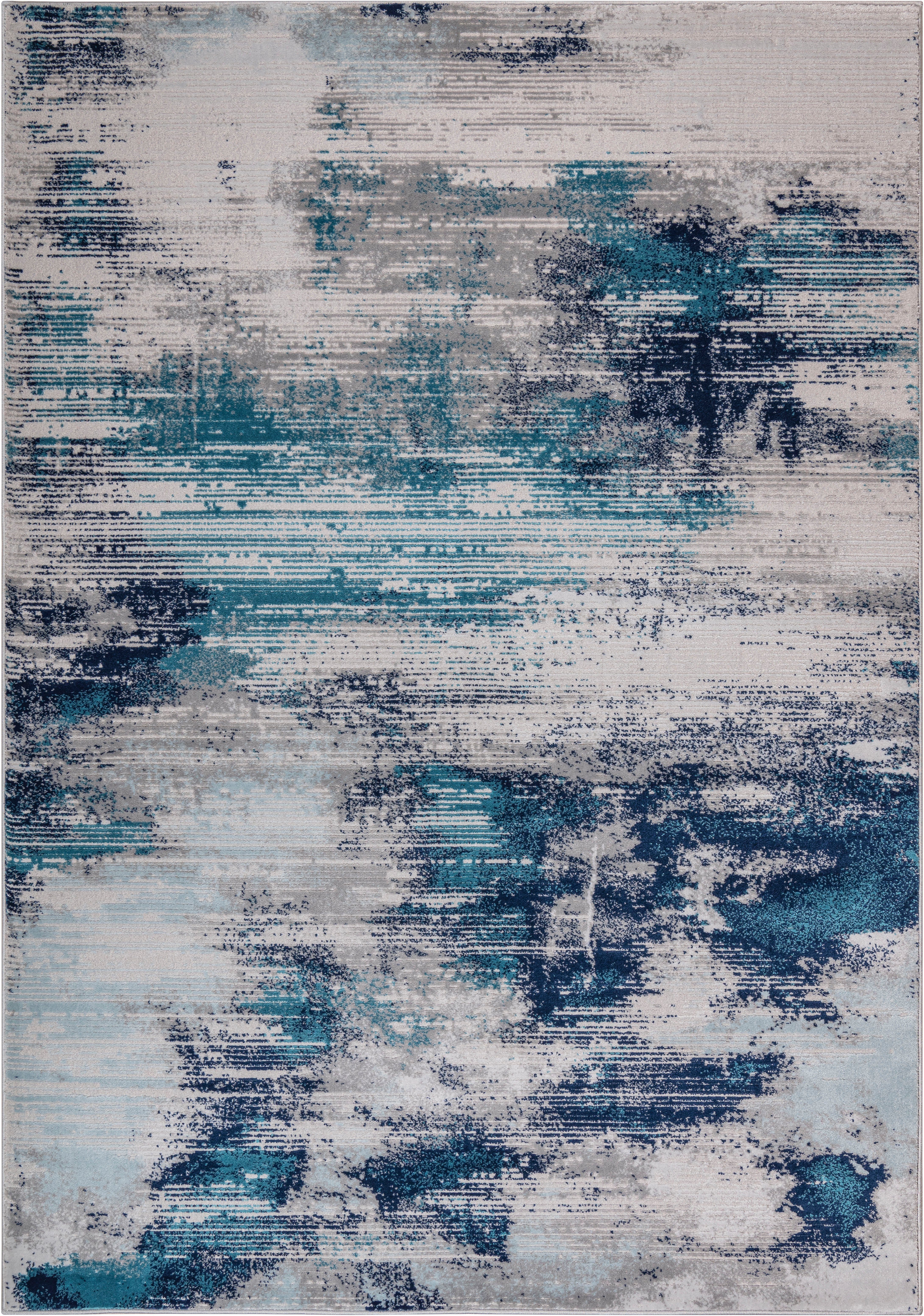 abstraktes mm, Leonique, pflegeleicht blau Vintage-Look, Design, weiche Teppich rechteckig, Höhe: Haptik, Oleas, 24