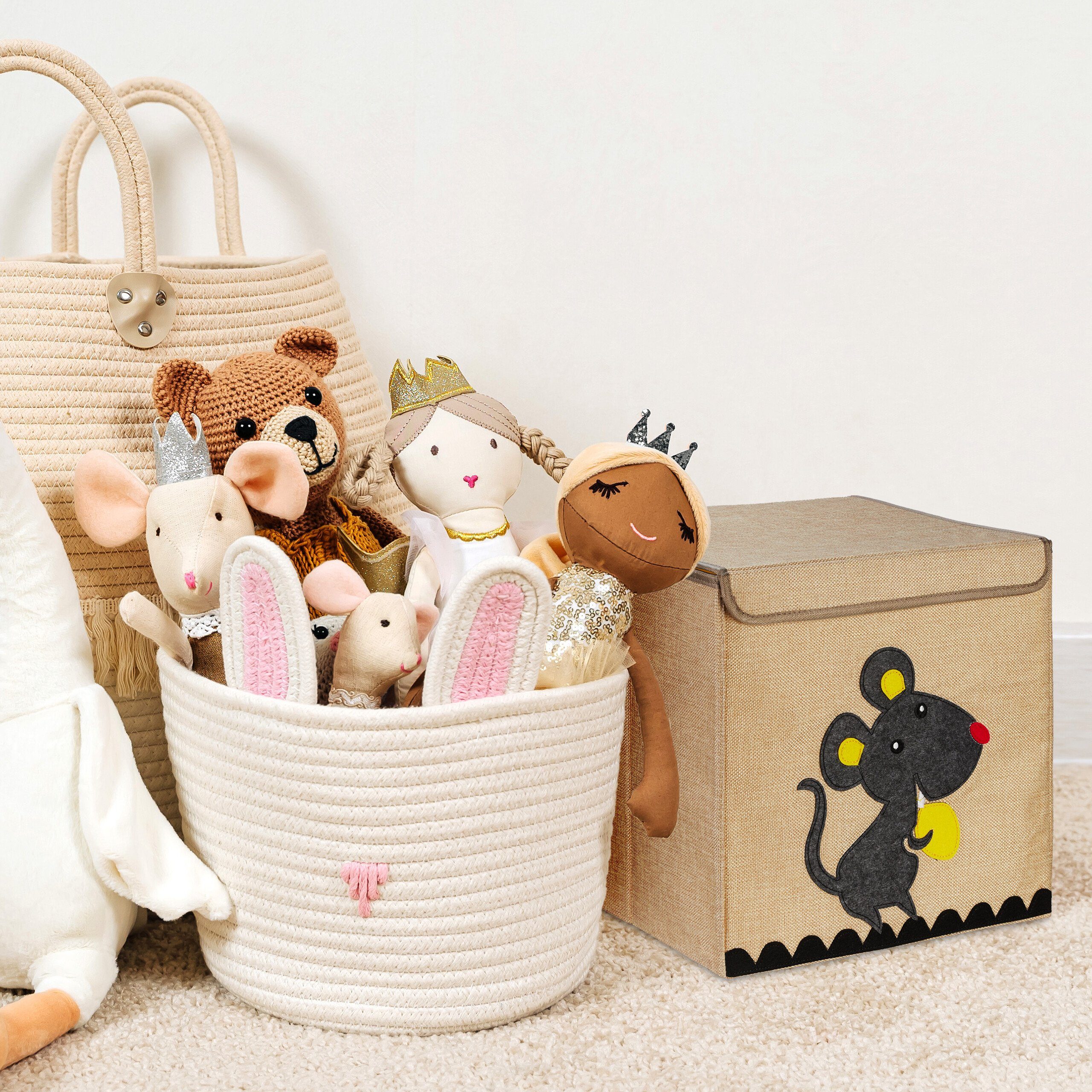 relaxdays Aufbewahrungsbox Aufbewahrungsbox Igel Beige Gelb Lila für Kinder