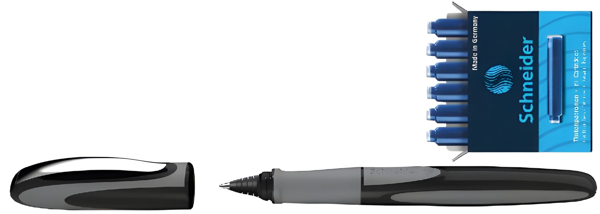 SCHNEIDER Tintenroller Set Tintenroller Ray Onyx/ Tintenpatronen blau