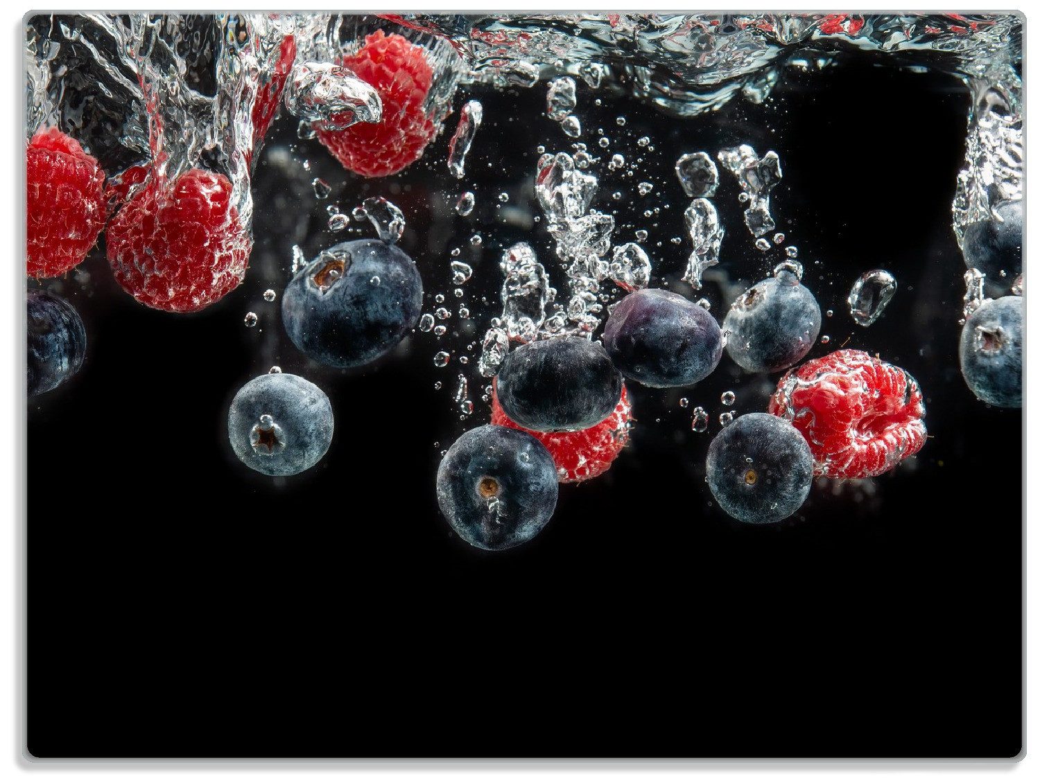 Wallario Schneidebrett Waldfrüchte im Wasser, ESG-Sicherheitsglas, (inkl. rutschfester Gummifüße 4mm, 1-St), 30x40cm