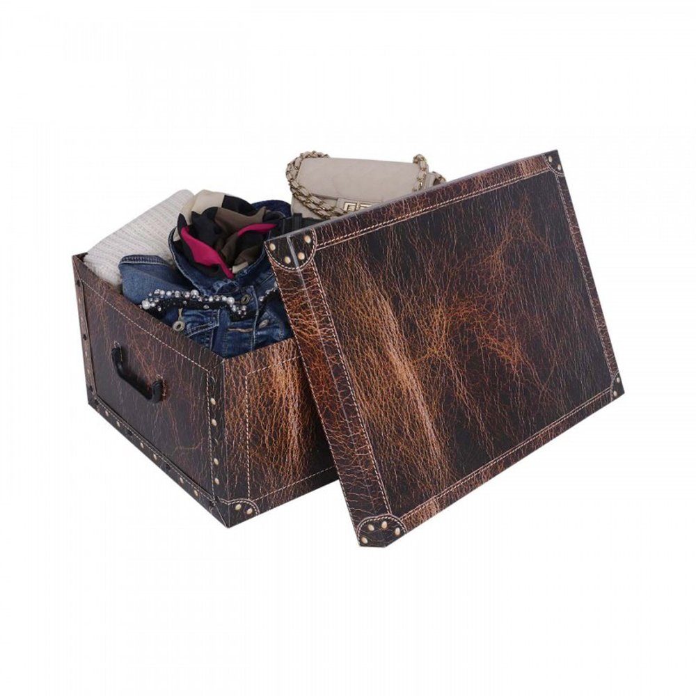 Kreher Aufbewahrungsbox Dekokarton - Motiv: Leder günstig online kaufen