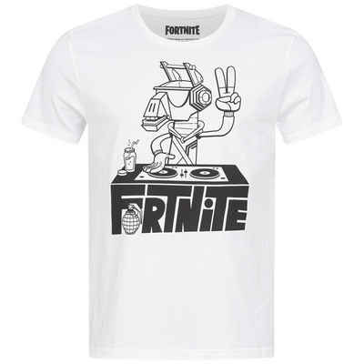 Fortnite T-Shirt »FORTNITE DJ Logo T-Shirt Herren + Jugendliche Weiß - Schwarz Gr. S M L XL XXL«