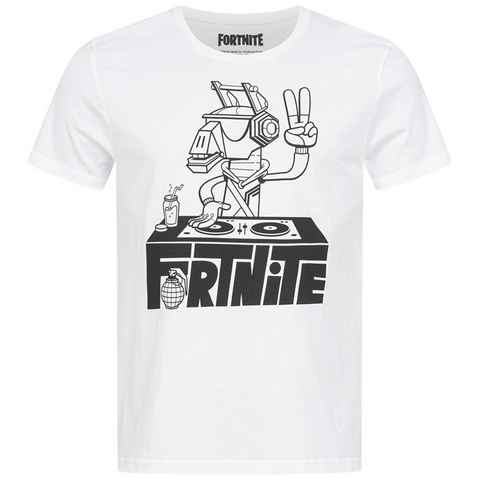 Fortnite T-Shirt FORTNITE DJ Logo T-Shirt Herren + Jugendliche Weiß - Schwarz Gr. S M L XL XXL