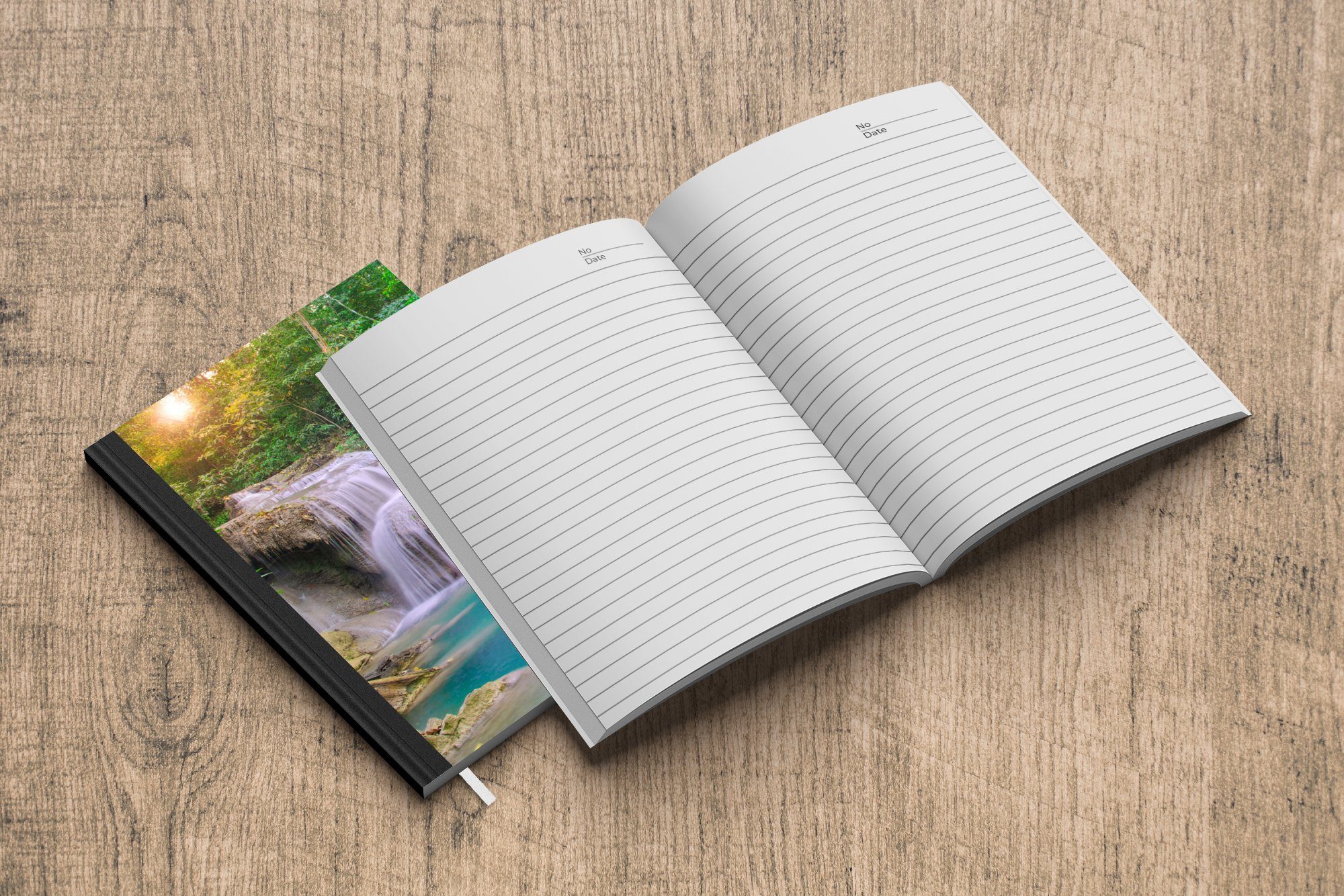 Merkzettel, Wasserfall Natur, - Haushaltsbuch - Sonne - Tagebuch, A5, Regenbogen 98 Seiten, Notizbuch Journal, Notizheft, MuchoWow