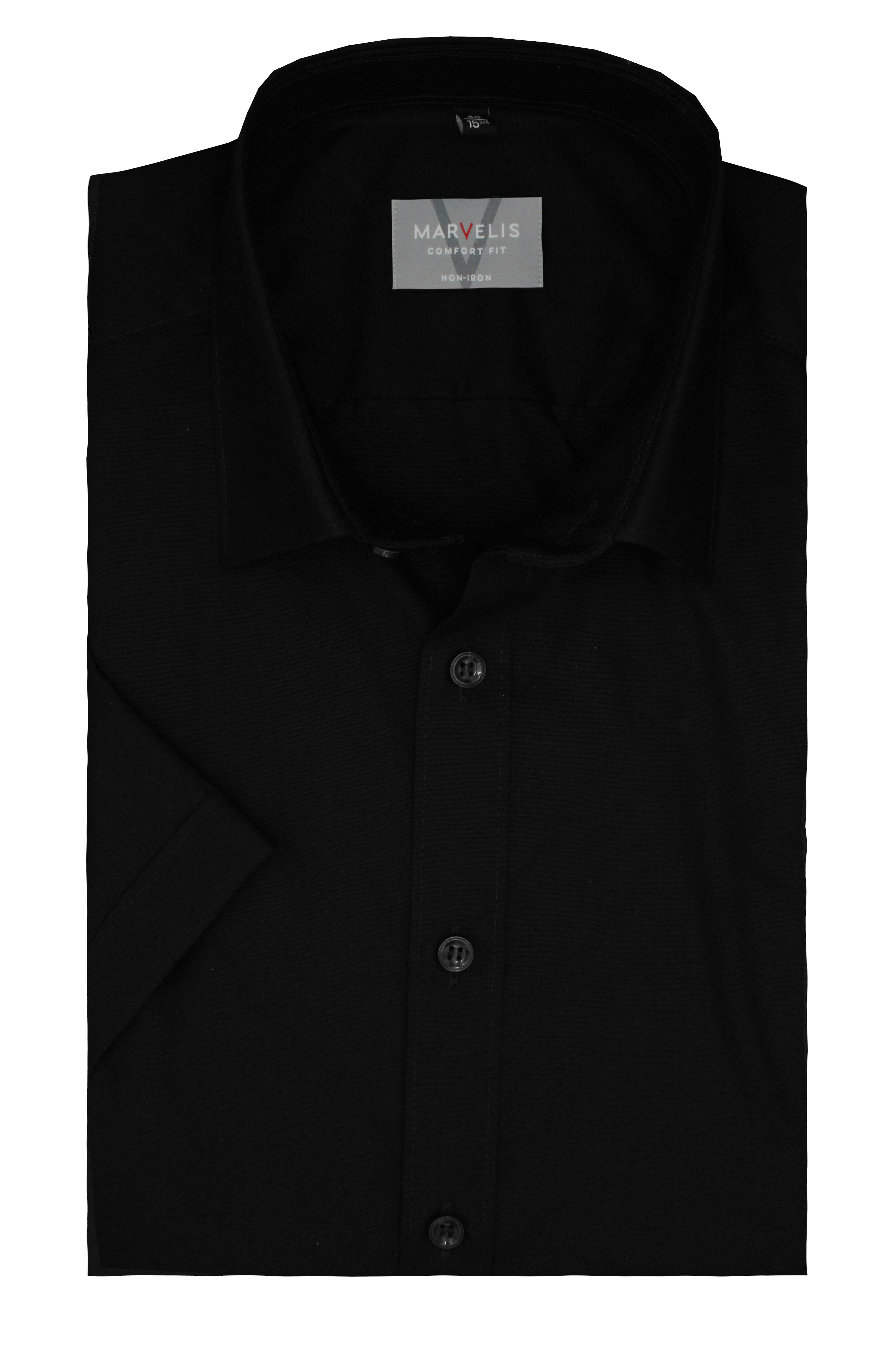 MARVELIS Businesshemd Kurzarm / Comfort Fit / Bügelfrei / Schwarz günstig online kaufen