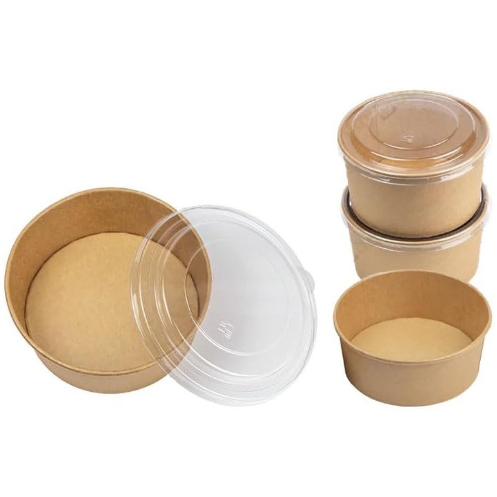 Lauroo Einwegschale Salatschalen mit Deckel Schalen - 1300 ml - 150 Stück, (150-tlg)