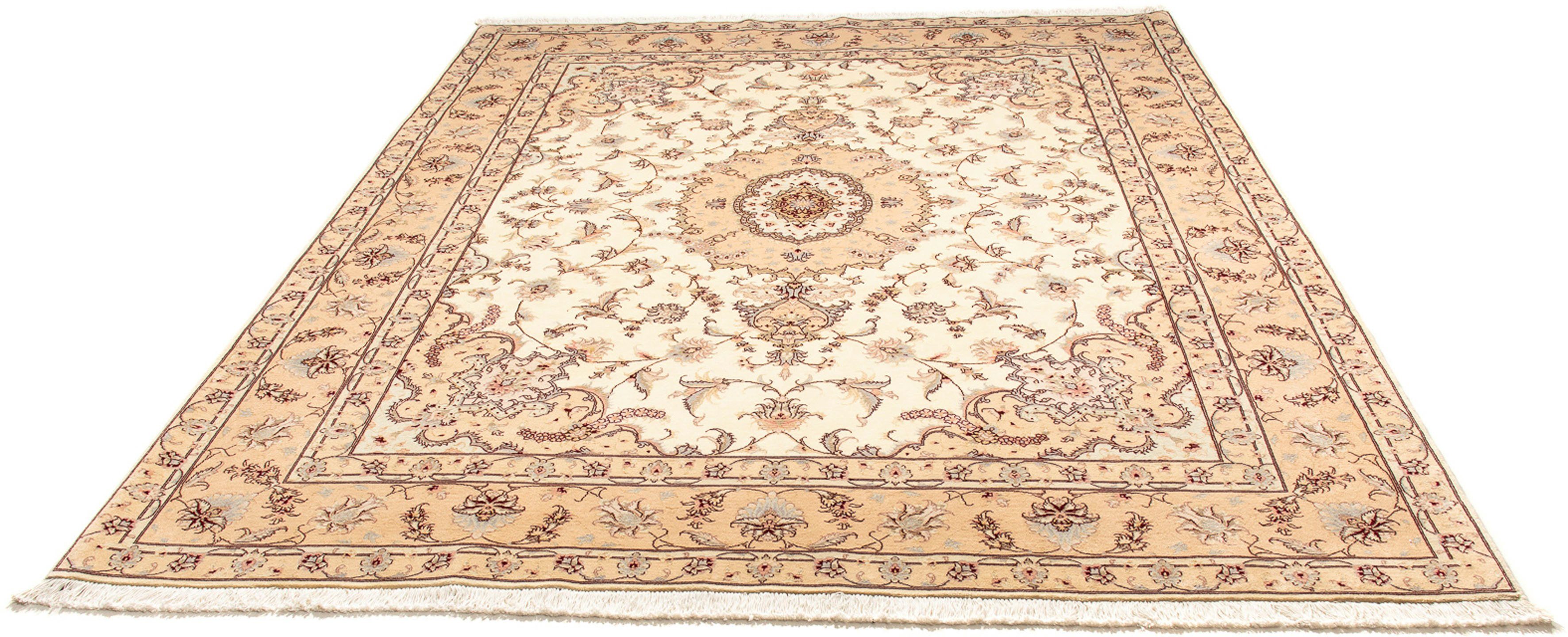 Orientteppich Perser - Täbriz - Royal - 263 x 203 cm - beige, morgenland, rechteckig, Höhe: 7 mm, Wohnzimmer, Handgeknüpft, Einzelstück mit Zertifikat