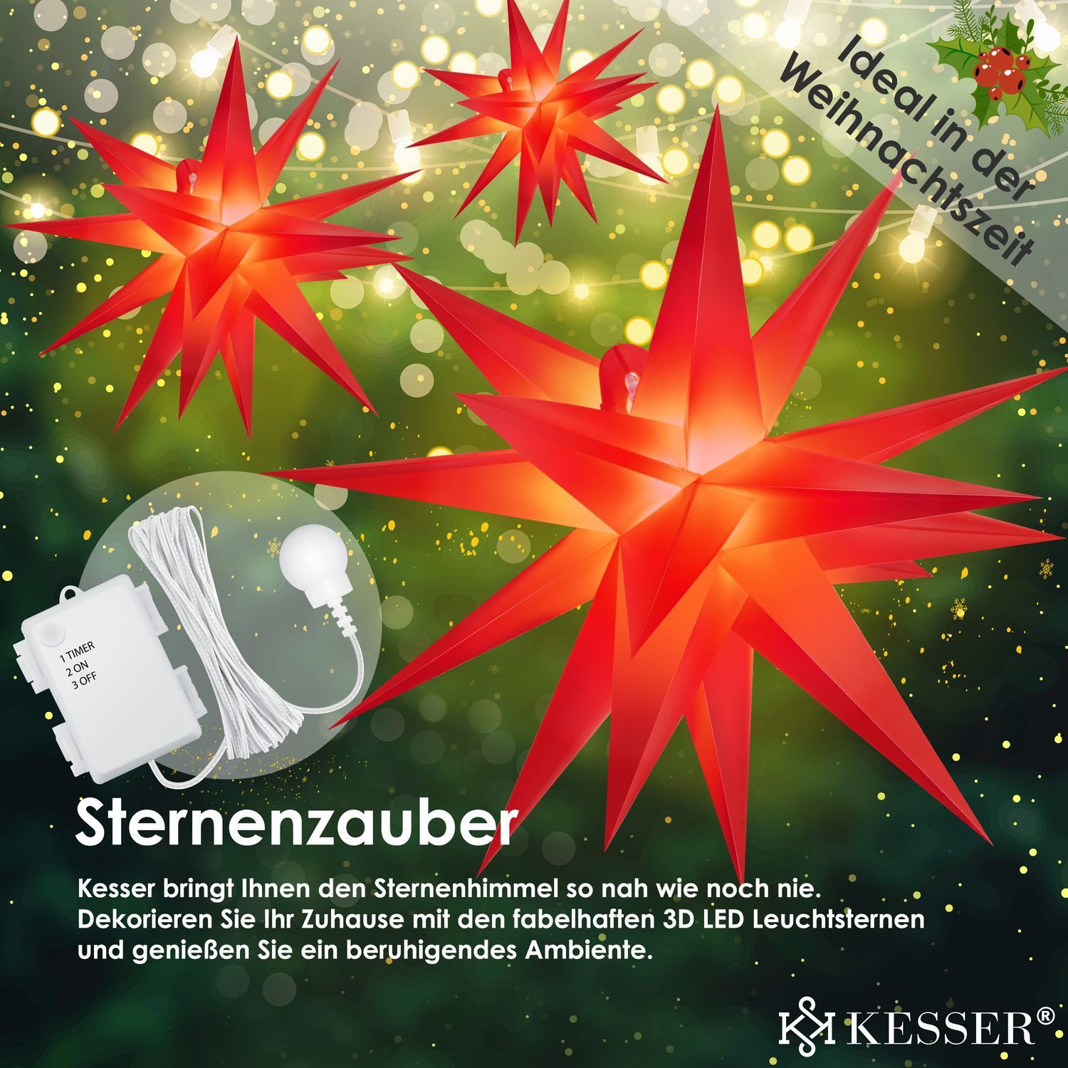 KESSER Weihnachtsfigur, Leuchtstern 3D, LED Weihnachtsstern günstig online kaufen