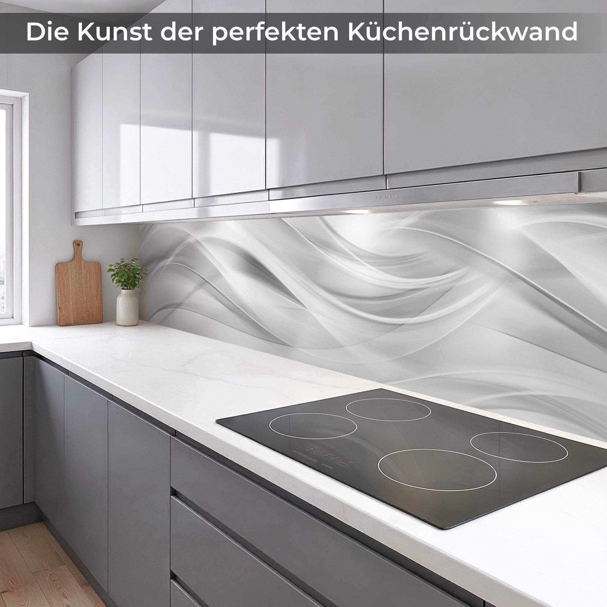 Rodnik Küchenrückwand Silver Waves, monolithische ABS-Platte mit Direktdruck, formstabil und langlebig