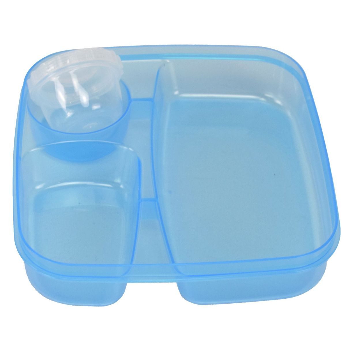 p:os Lunchbox Lunchbox blau mit Besteck und Soßenbecher Box Brotdose Salatbox Vesper