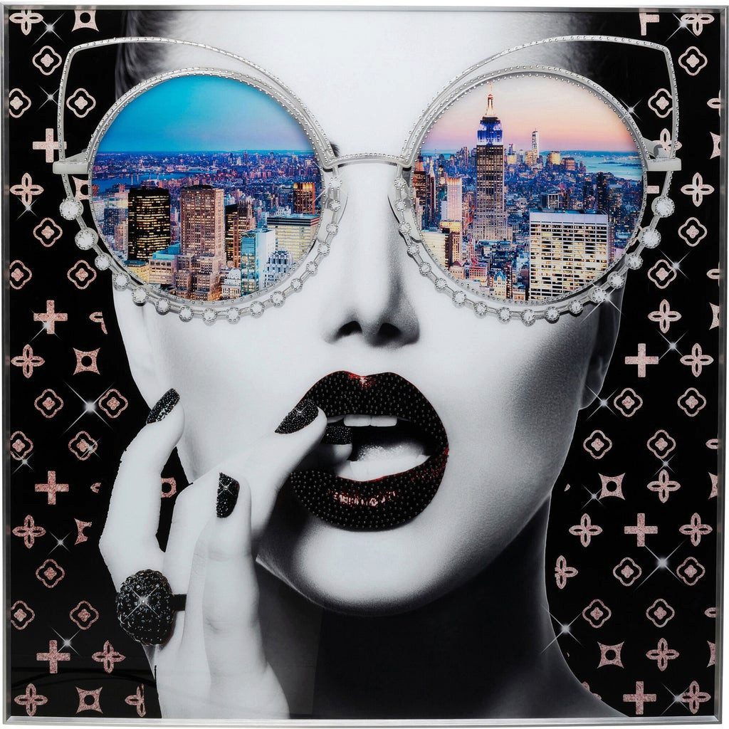 Kare Design Glasbild NY View, Frau, 120x120 cm