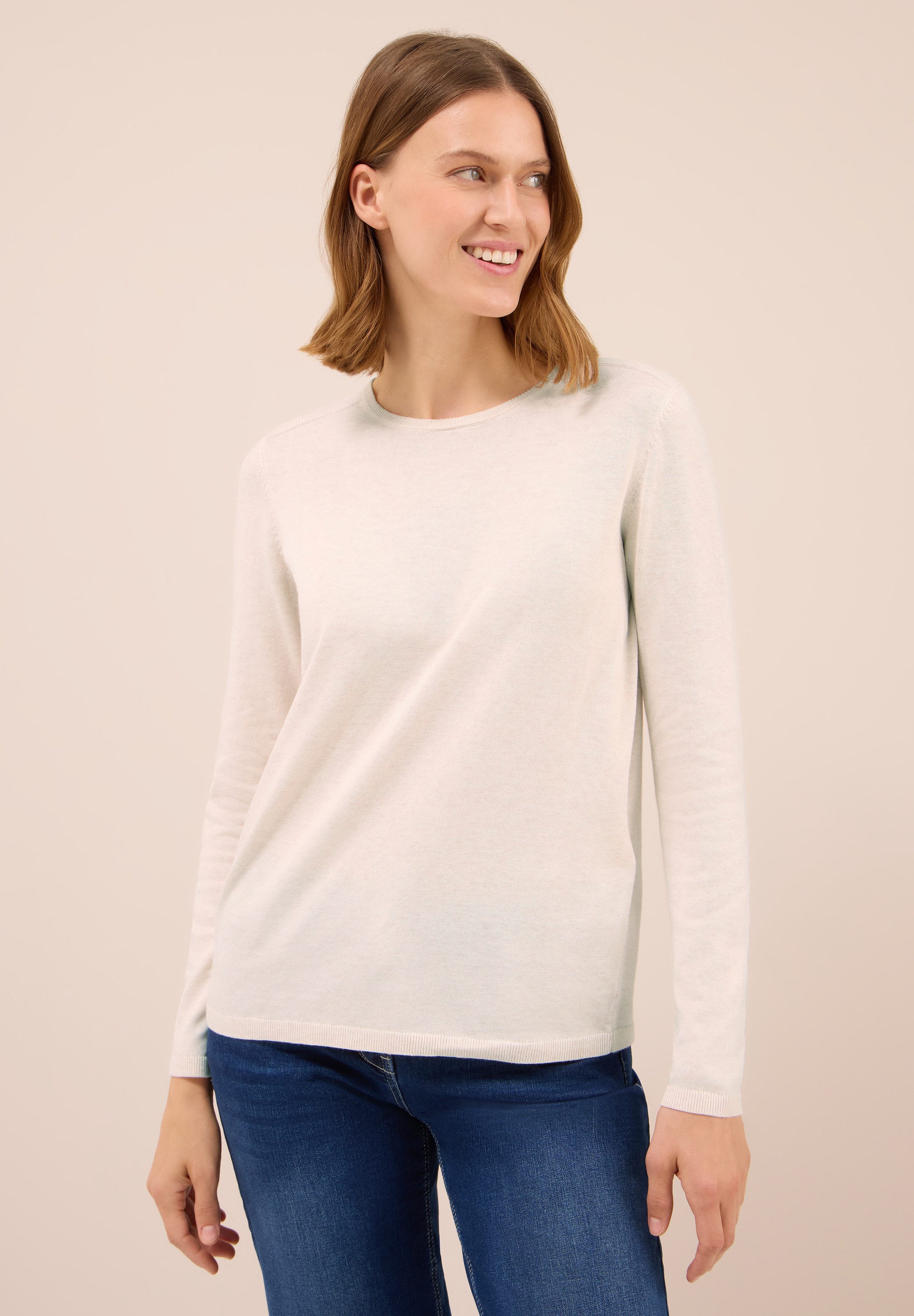 CECIL Strickpullover mit feinem Detail an der Schulter und Viskose-Anteil